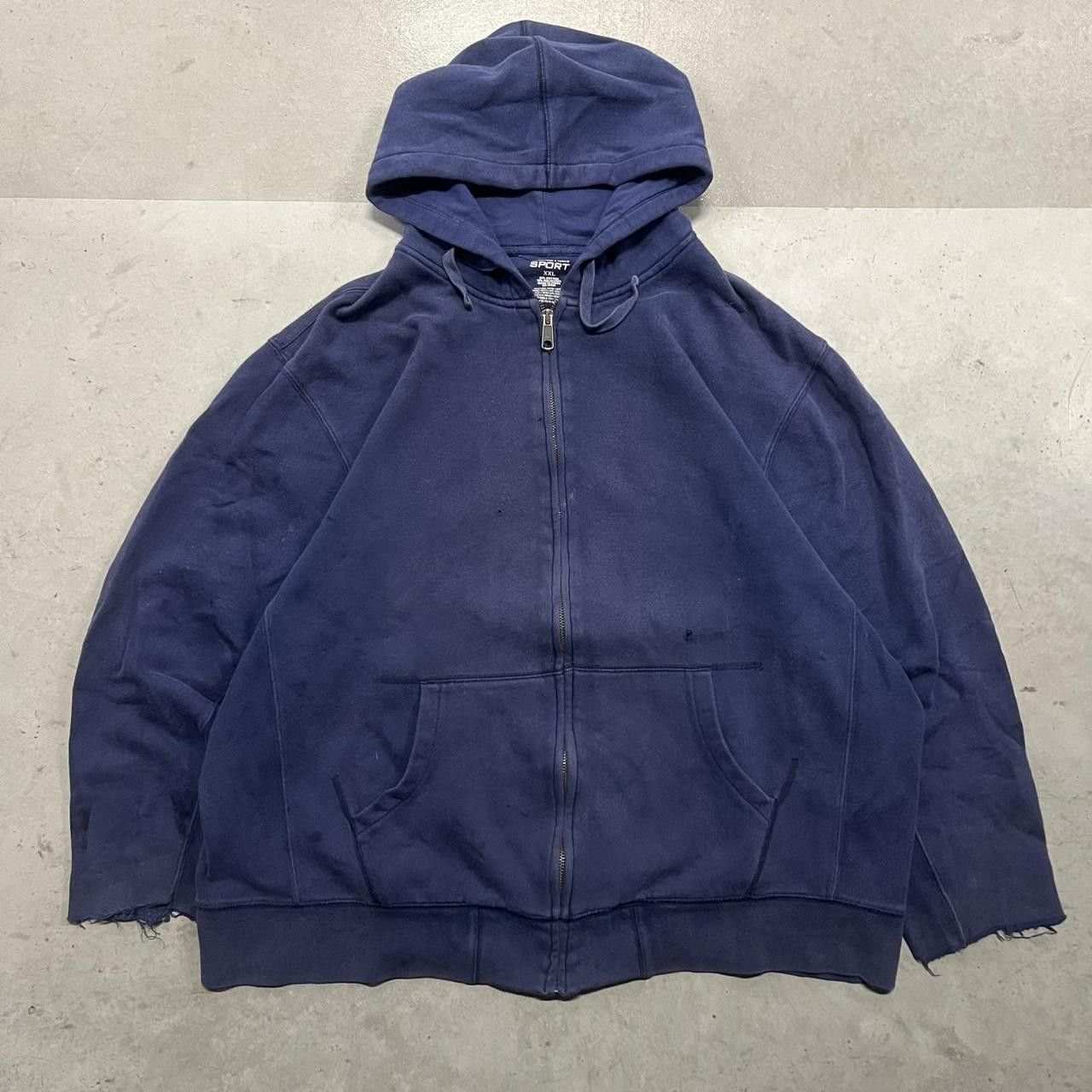 Vintage Crazy Vintage Y2K/2000s Blank Navy Blue Zip Up Hoodie! Size US XXL / EU 58 / 5 - 1 Thumbnail