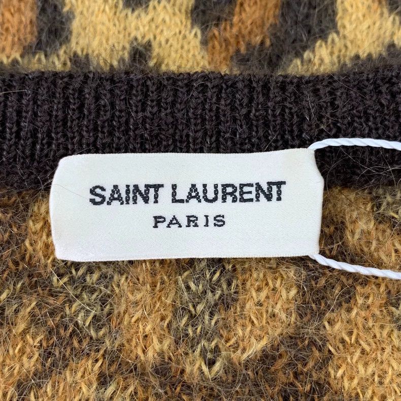 Saint Laurent Paris Saint Laurent Brown leopard-print wool crewneck long-sleeve Size US M / EU 48-50 / 2 - 5 Thumbnail