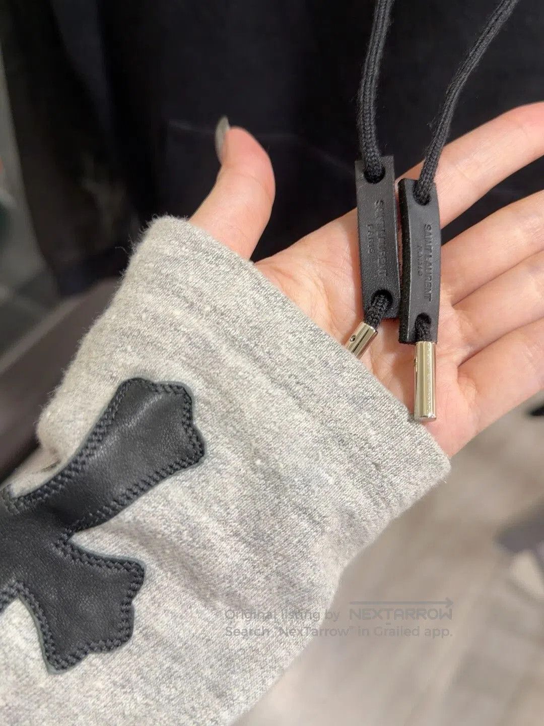 Saint Laurent Paris Saint Laurent Black Leather Sleeve Sweatshirt. Size US L / EU 52-54 / 3 - 4 Thumbnail