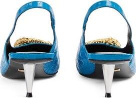 Gucci o1s1wg110225 Women's Crocodile Print Pumps in Blue Size US 8 / IT 38 - 4 Thumbnail