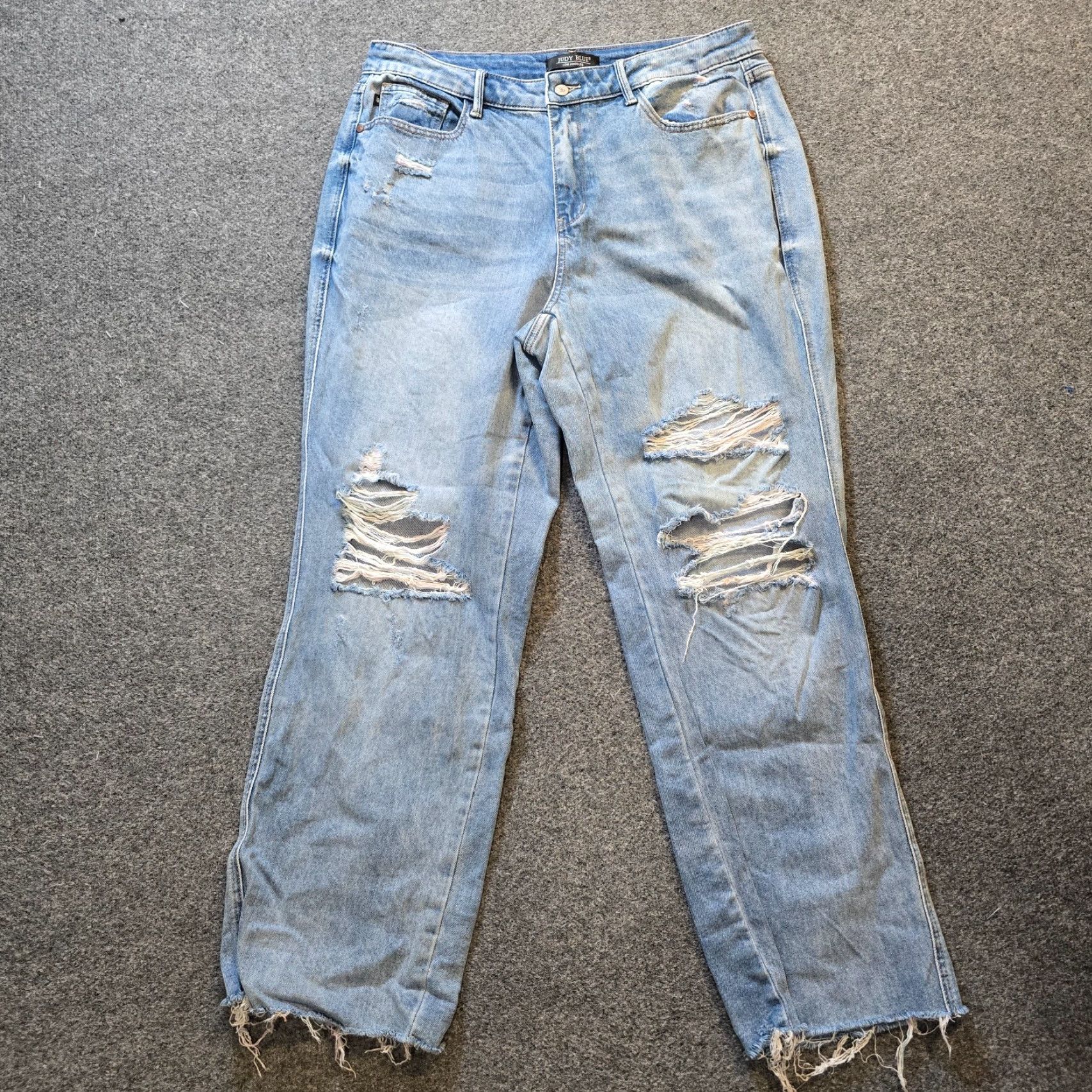 Vintage Judy Blue Jeans Womens Size 14W Blue 90s Straight Leg Distressed Capsule Size 36" / US 14 / IT 50 - 2 Thumbnail