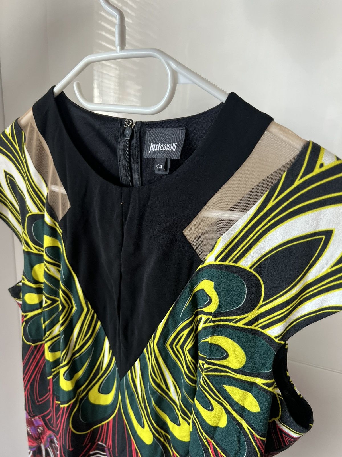 Designer ‼️JUST CAVALLI OPTICAL PRINTED KNEE LENGTH PENCIL DRESS Y2K‼️ Size M / US 6-8 / IT 42-44 - 4 Thumbnail