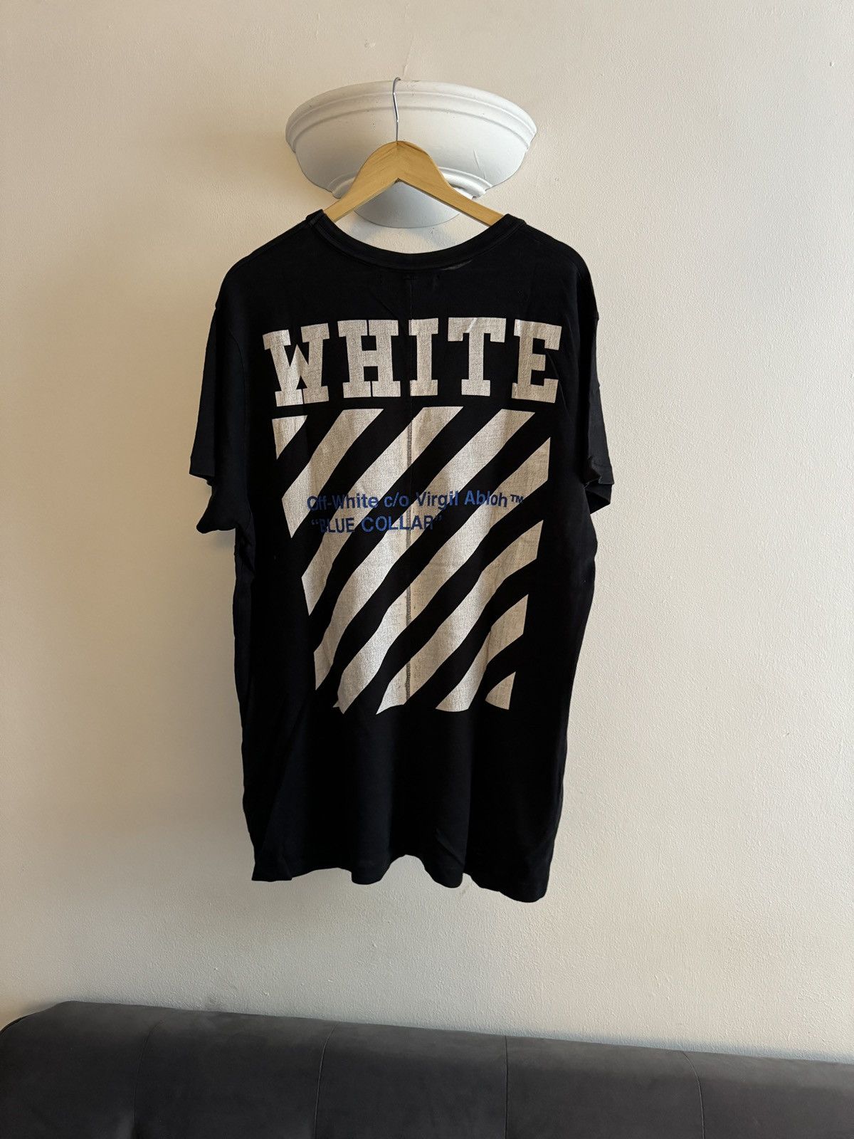 Off-White Off-White Black “Blue Collar” Tee Size US M / EU 48-50 / 2 - 2 Thumbnail