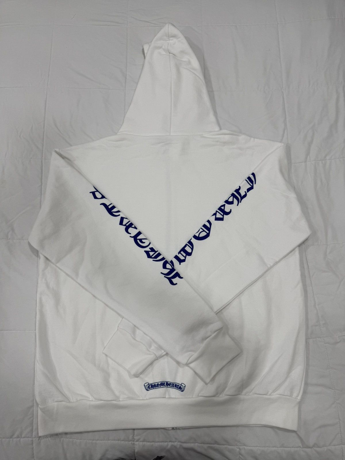 Chrome Hearts Vertical Logo Zip Up Hooded Sweatshirt White Blue Size US M / EU 48-50 / 2 - 3 Thumbnail