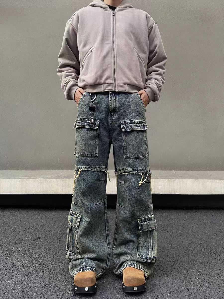 Japanese Brand × Jean Vintage Washed Straight Micro Flare Work Loose Jeans Size US 32 / EU 48 - 2 Thumbnail