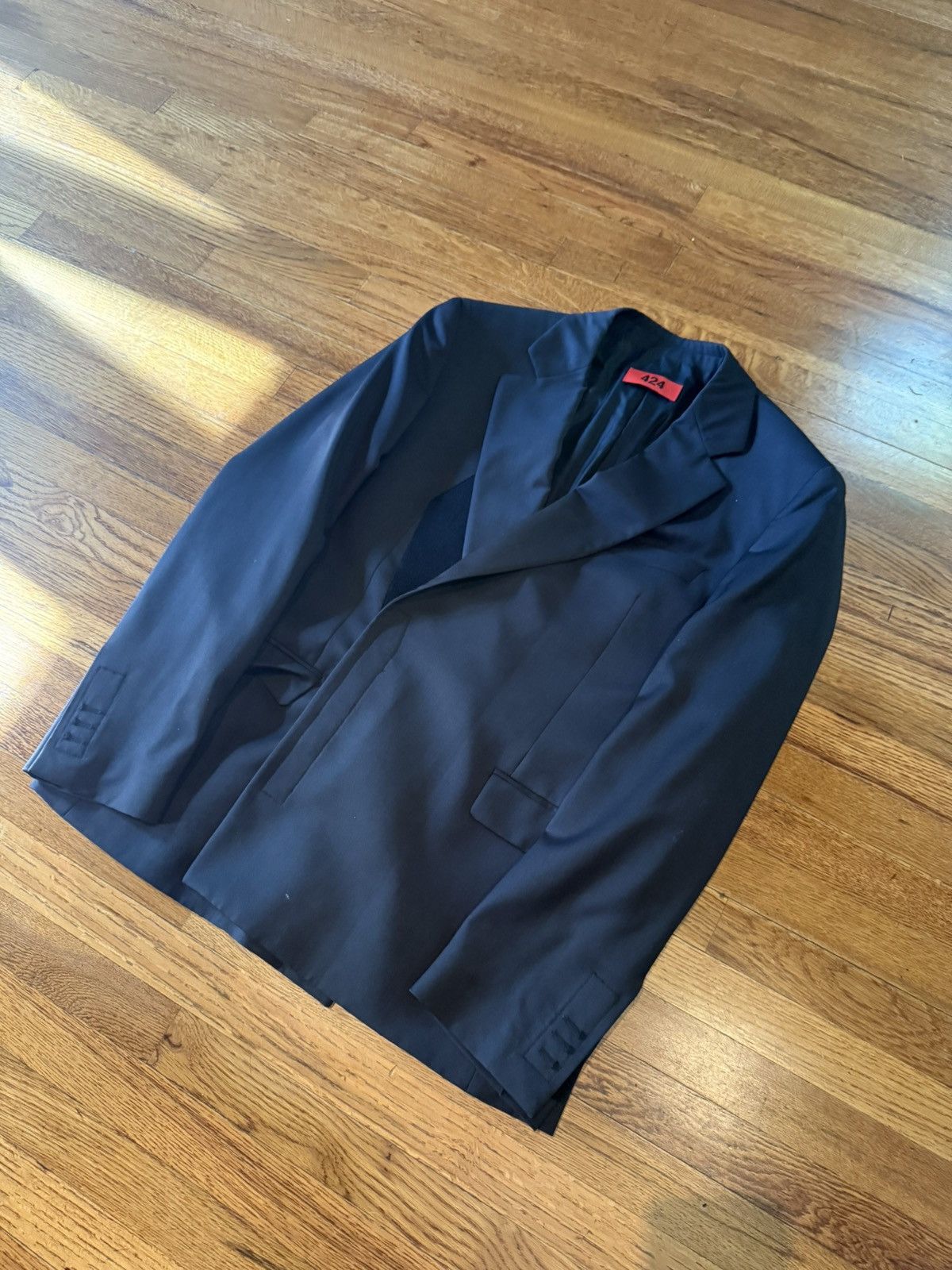 424 424 BLAZER all-black velcro Suit Size 38R - 6 Thumbnail