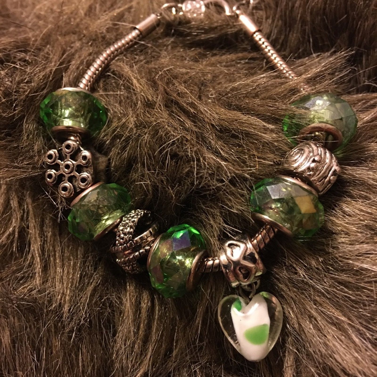 Jewelry Charmed Feelings Green & Silver Charm Bracelet, Women's