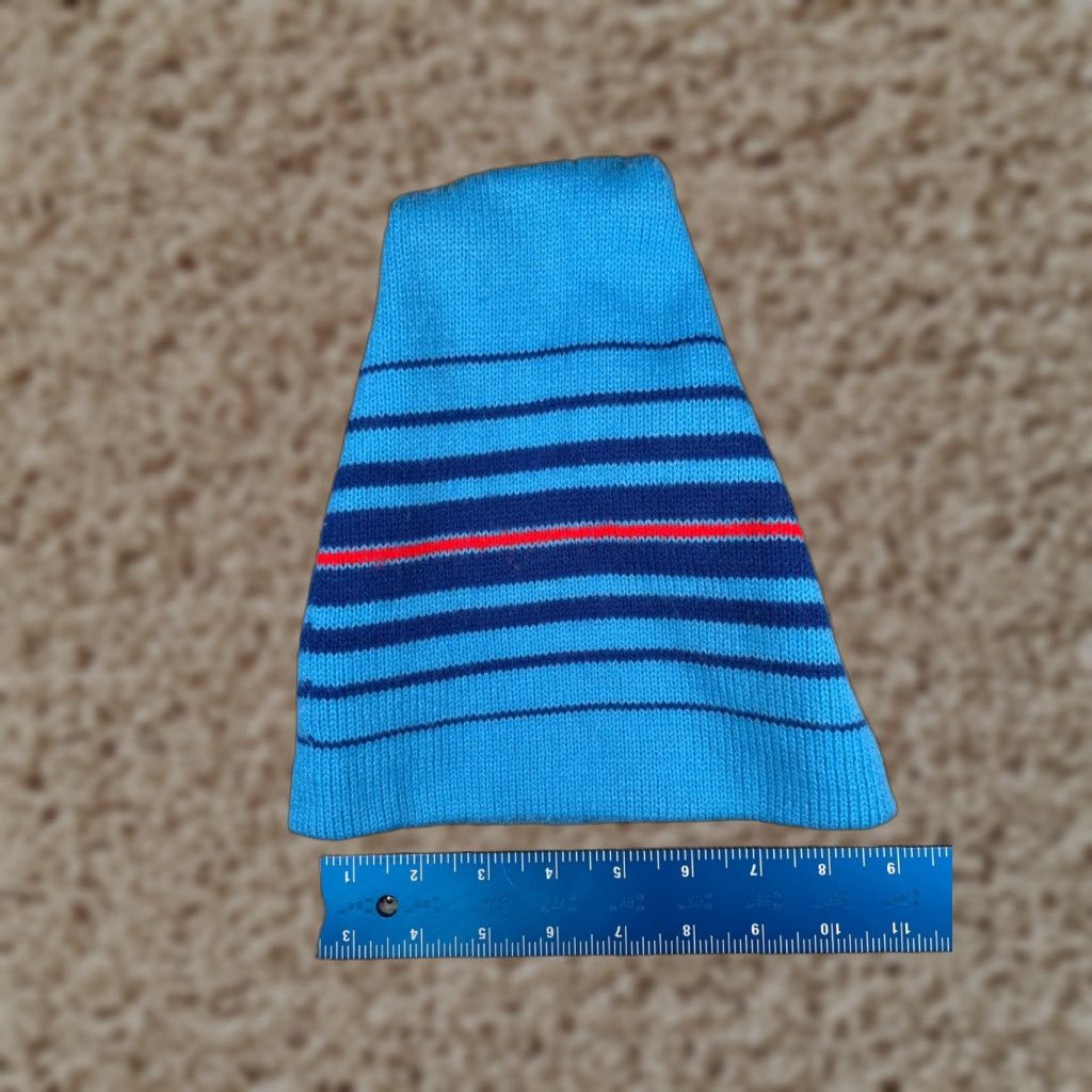 Vintage Beanie Adult One Size Blue Striped Cotton Acrylic Knit Winter Ski Outdoor Size ONE SIZE - 1 Thumbnail