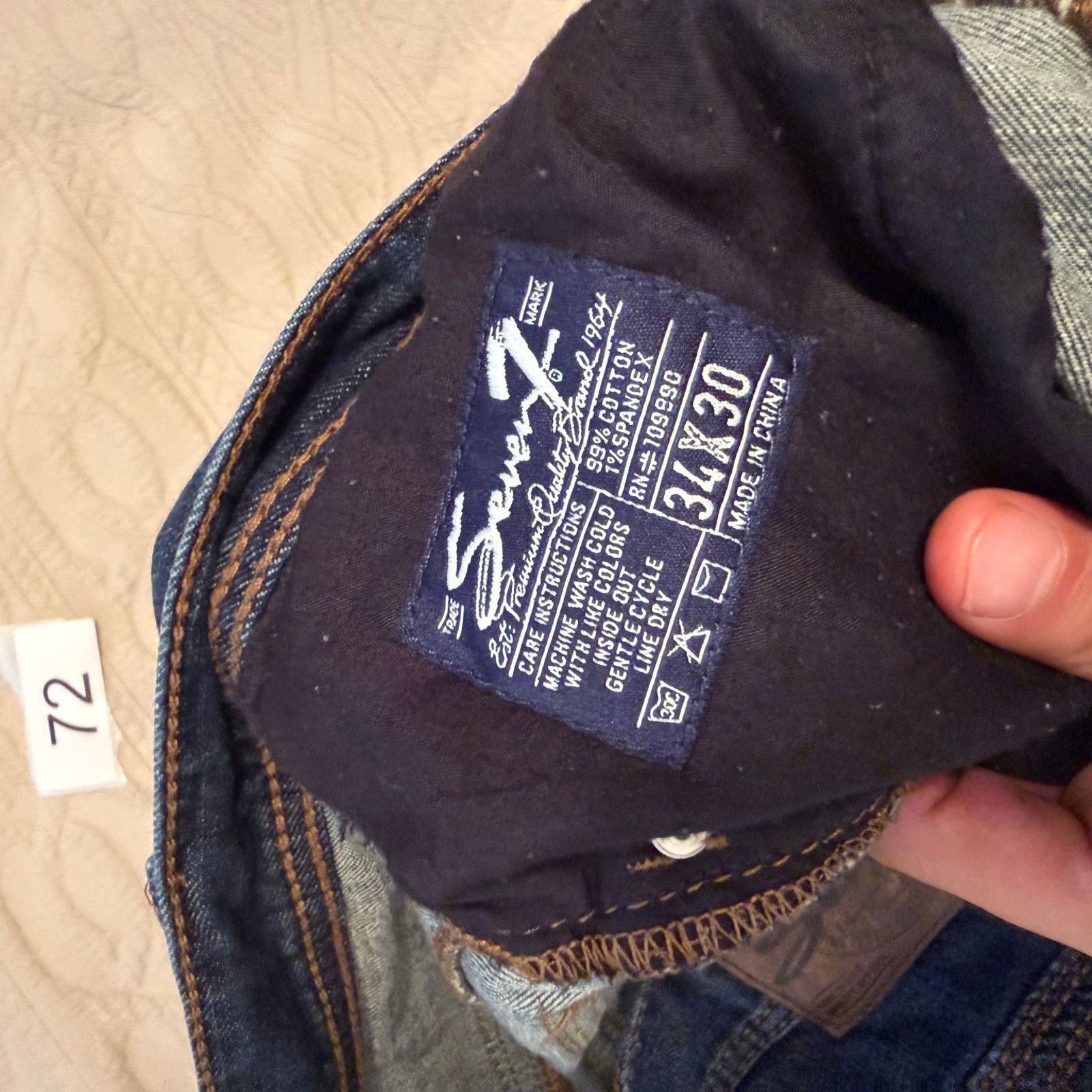Seven 7 Seven7 Men's Jeans Dark Blue Denim Straight Fit Cotton 34x30 Size US 34 / EU 50 - 7 Thumbnail