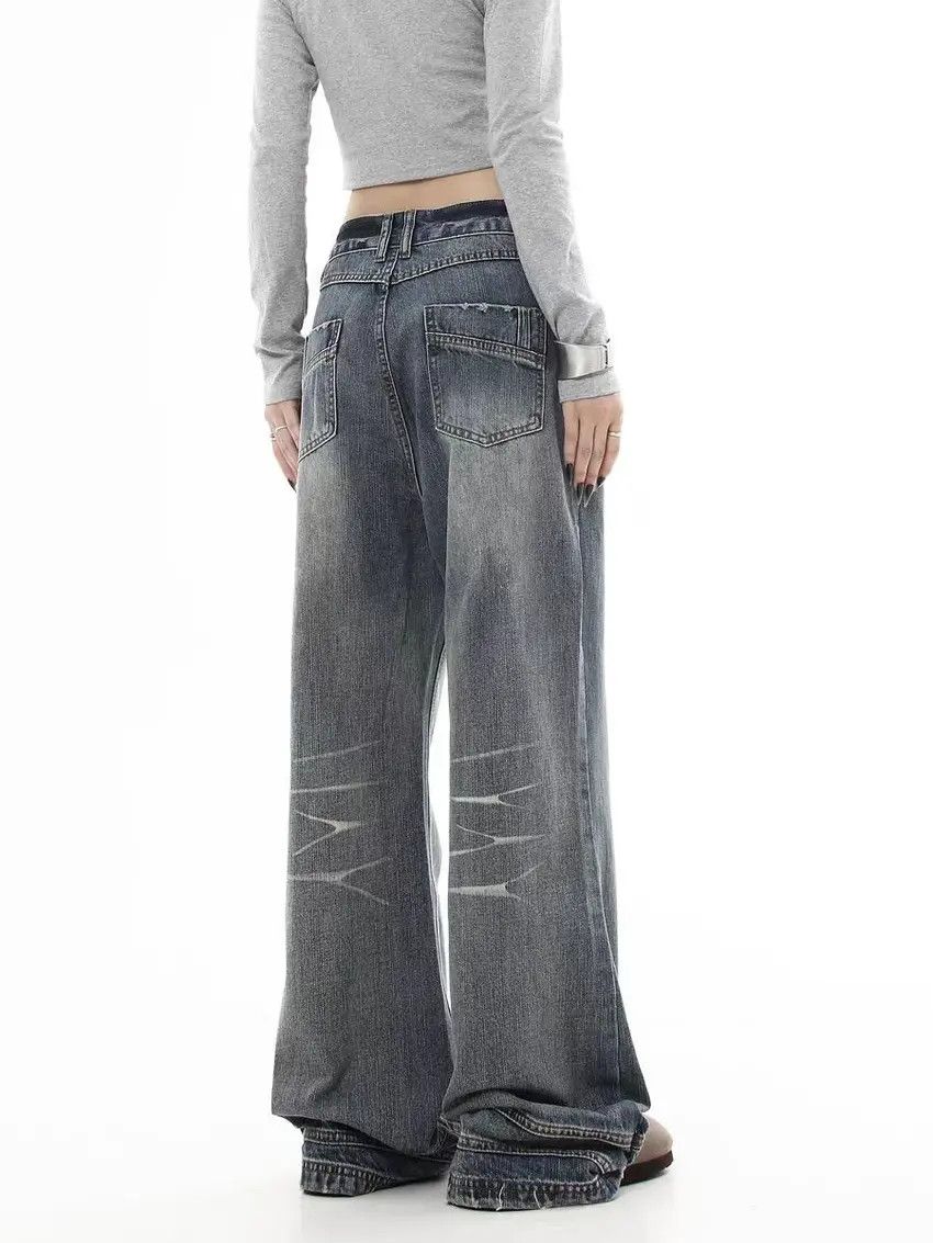 Designer × Japanese Brand Faded Blue Washed and Aged Baggy Jeans Size US 32 / EU 48 - 3 Thumbnail