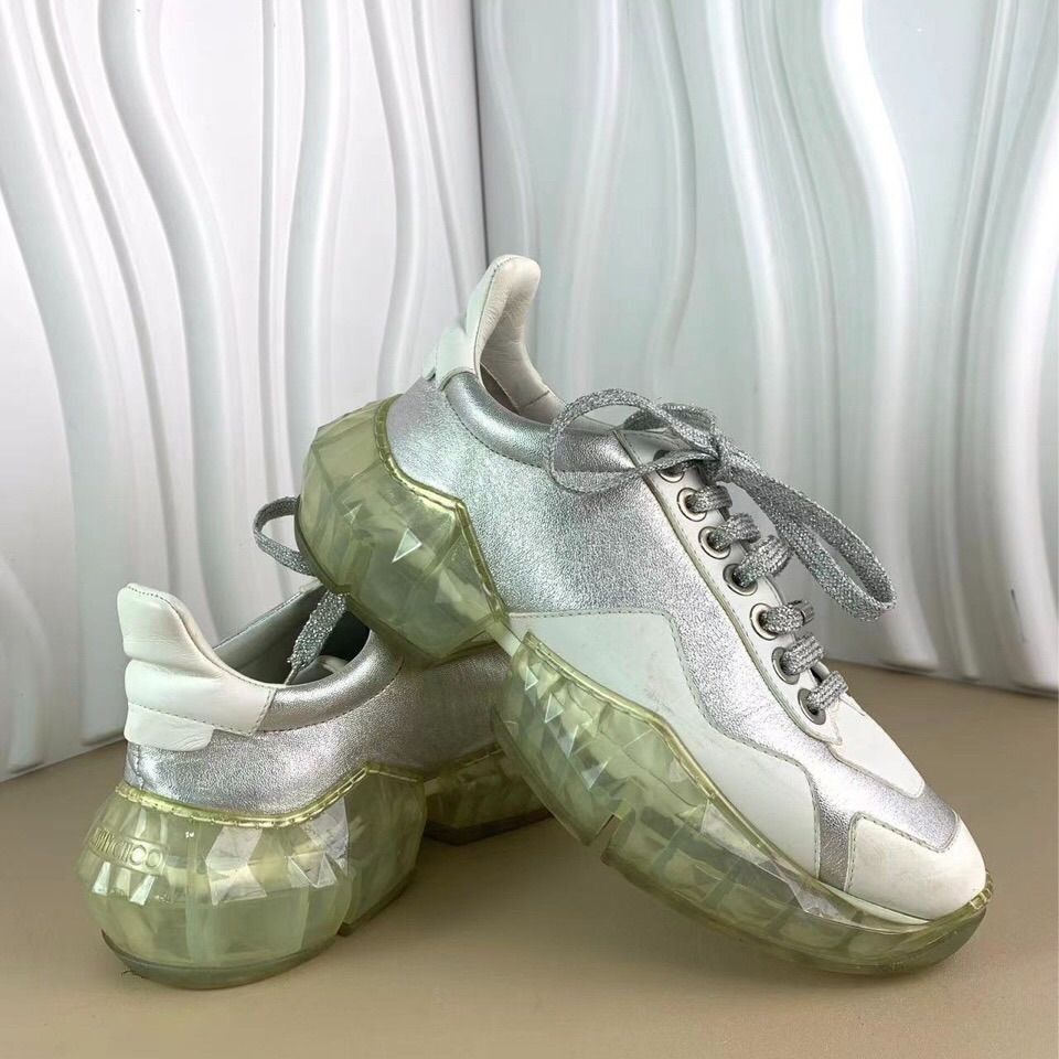 Jimmy Choo Jimmy Choo Ladies Low-Top Diamond Clear Sole Sneakers White Size US 7.5 / IT 37.5 - 5 Thumbnail