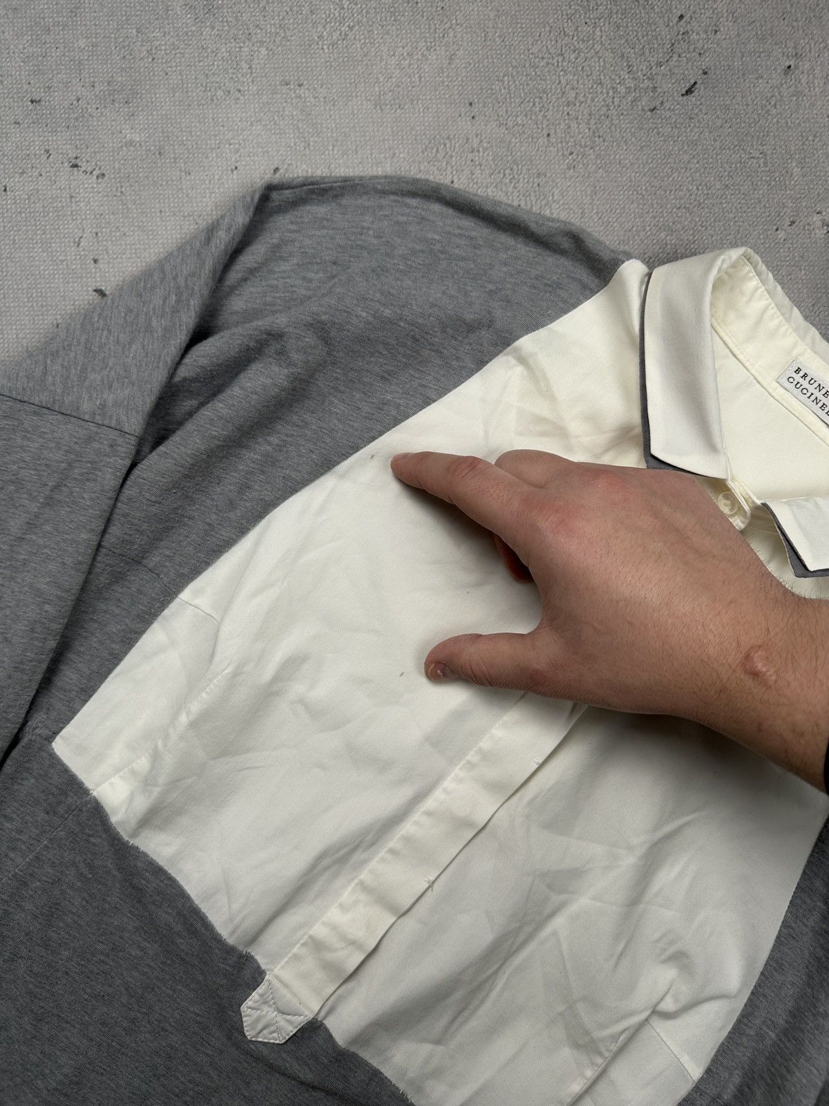 Brunello Cucinelli Brunello Cucinelli Grey Layered Polo Long Sleeve Shirt Italy Size L / US 10 / IT 46 - 9 Thumbnail