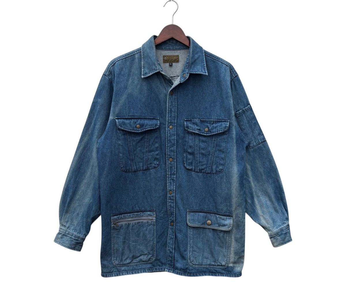 Japanese Brand Vintage Hop Scot Bleach Denim Workwear Chore Jacket Size US M / EU 48-50 / 2 - 1 Thumbnail