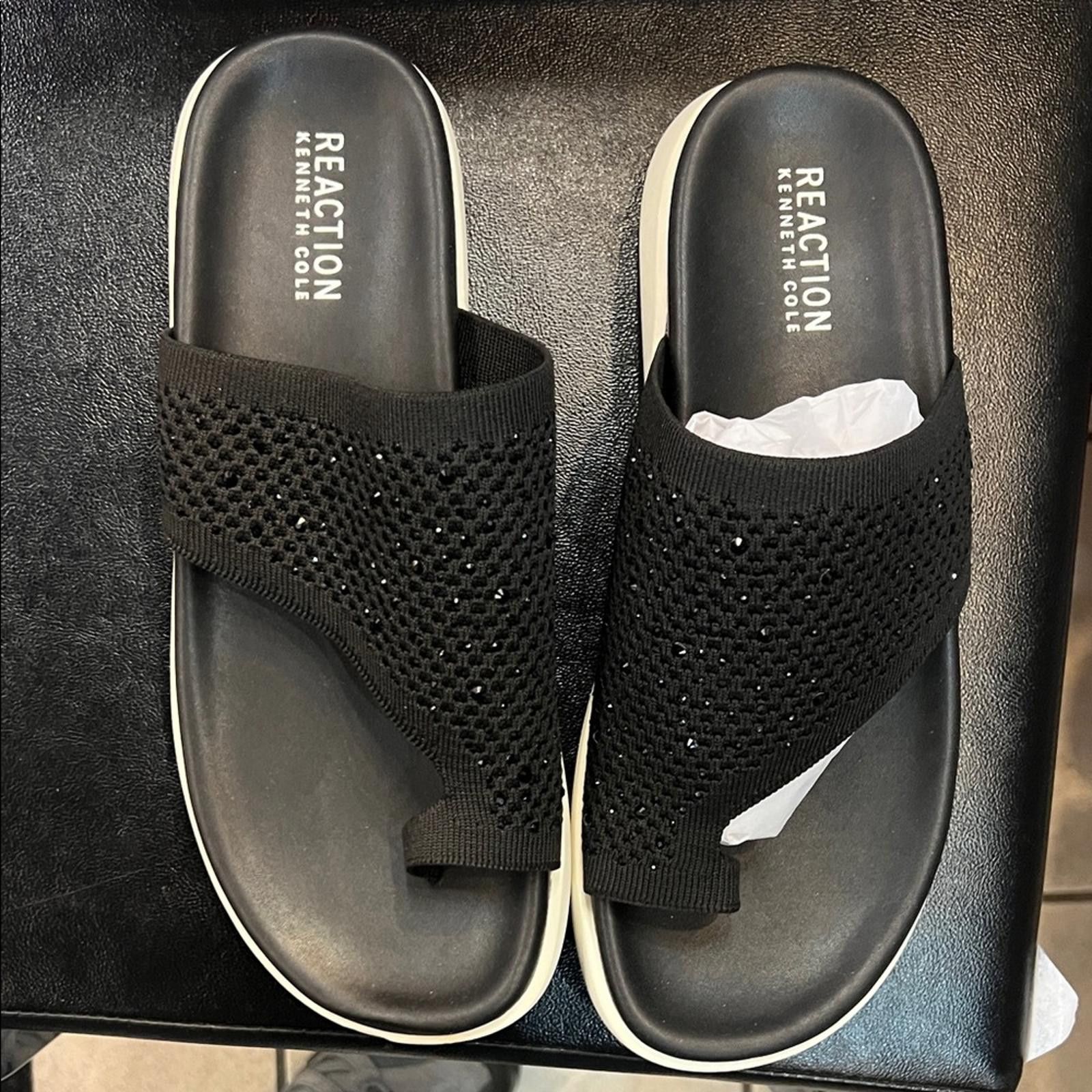 Other Kenneth Cole Reaction Black Perforated Slides Size US 9 / IT 39 - 2 Thumbnail