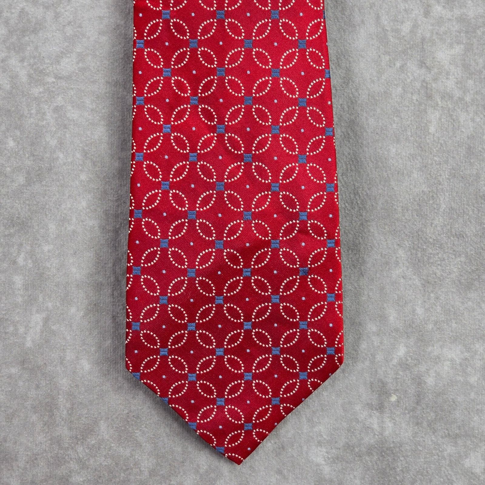 Jones New York Jones New York Red Geometric Floral 100% Silk Neck Tie NWOT Size 28 - 1 Thumbnail