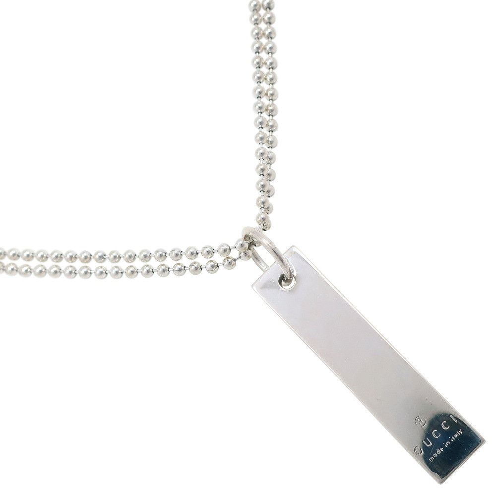 Gucci Gucci Gucci Logo Bar Silver 925 Necklace Metal Necklace Size ONE SIZE - 1 Thumbnail