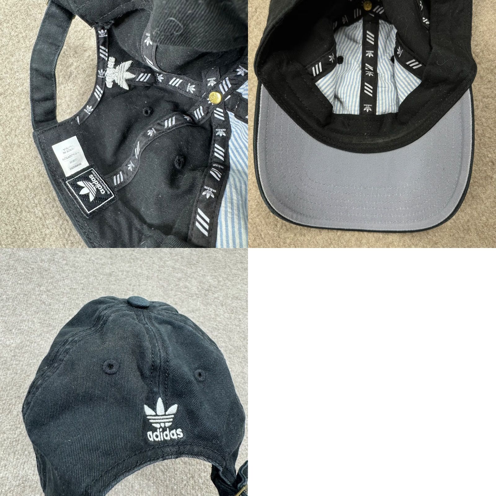 Adidas Adidas Hat Cap Mens Black Adjustable Strap Back Tre Foil Logo Casual Size ONE SIZE - 8 Thumbnail
