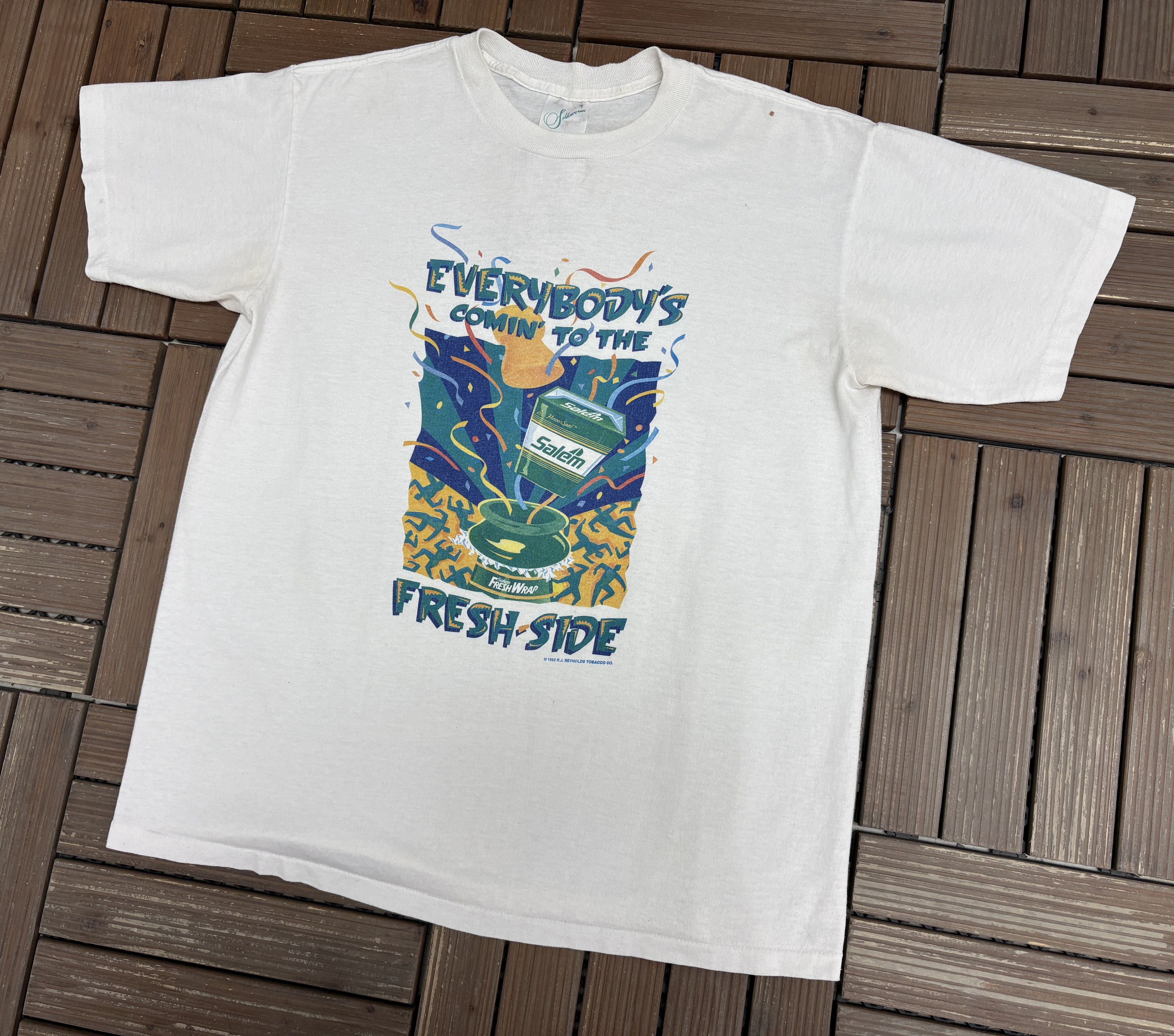 Vintage Salem Cigarettes Fresh Side Vintage White Tee Size US XL / EU 56 / 4 - 4 Thumbnail