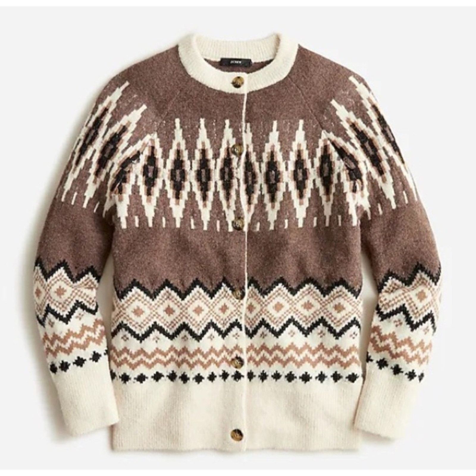J.Crew J Crew Fair Isle Cardigan Heather Fawn Muslin Alpaca/ Wool M Size M / US 6-8 / IT 42-44 - 5 Thumbnail