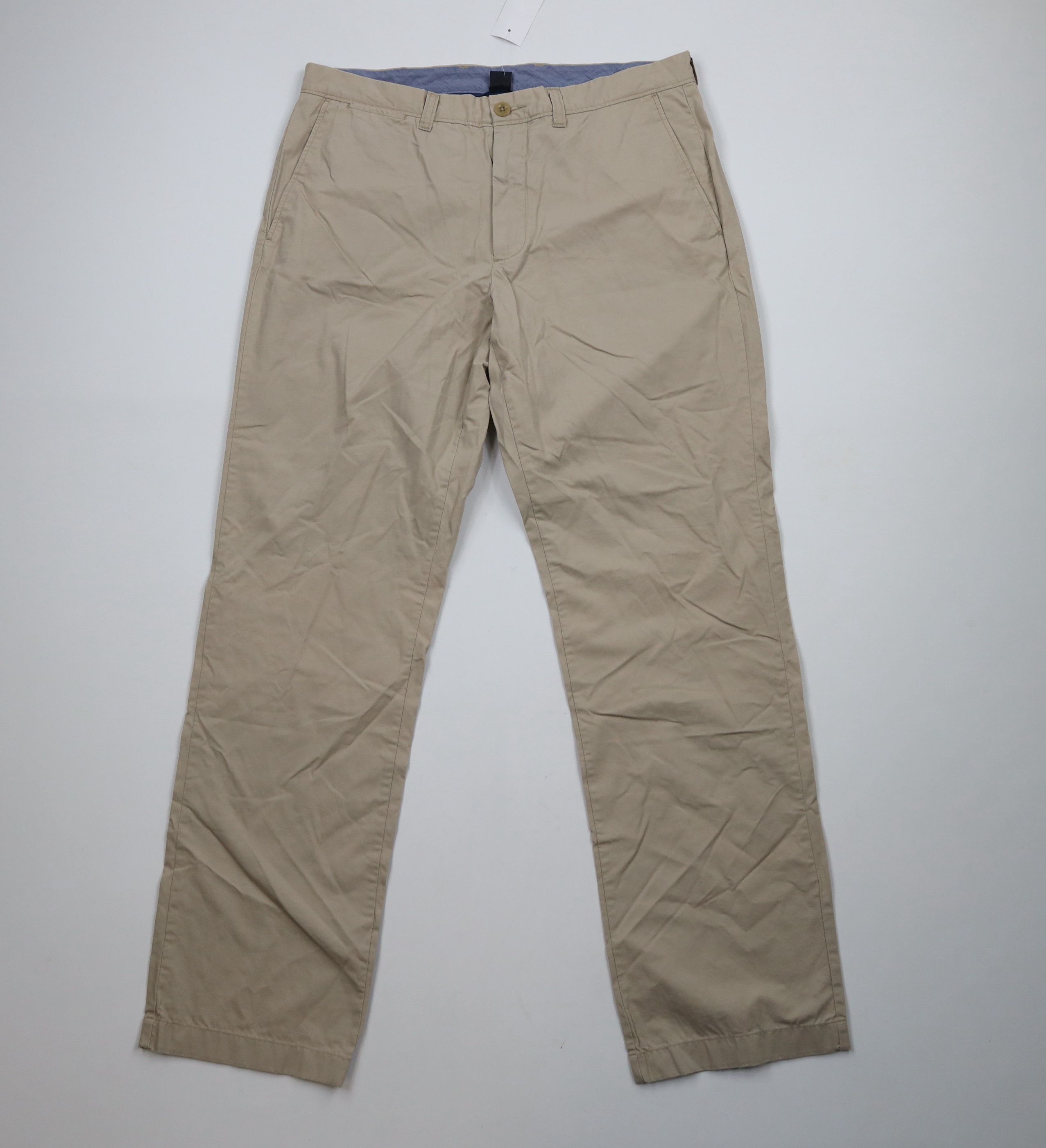 J.Crew × Vintage New J Crew Straight Leg Cotton Chino Pants Trousers Beige Size US 33 - 1 Thumbnail