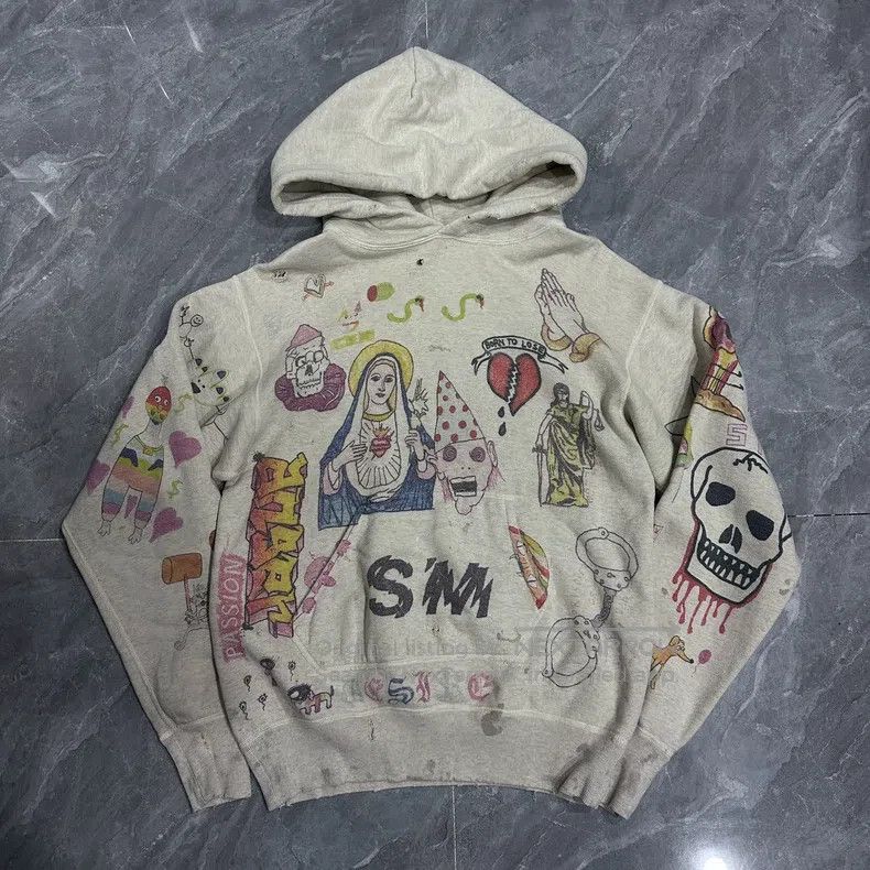 Saint Michael Saint Michael Simpson graffiti home washed old hoodie swea Size US S / EU 44-46 / 1 - 1 Thumbnail