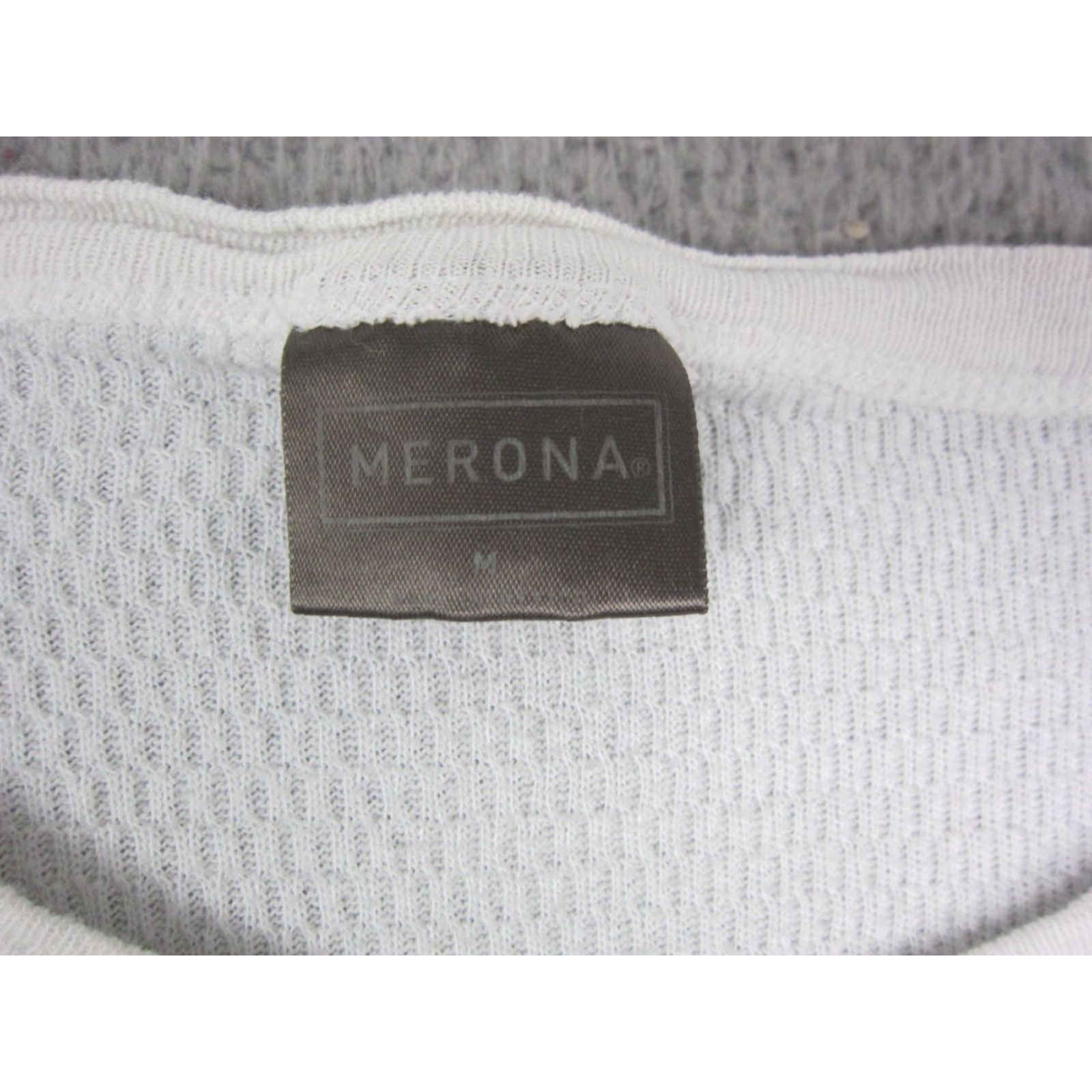 Merona VINTAGE Merona Shirt Mens M Creme Waffle Knit Thermal Long Sleeve Crewneck Size US M / EU 48-50 / 2 - 3 Thumbnail