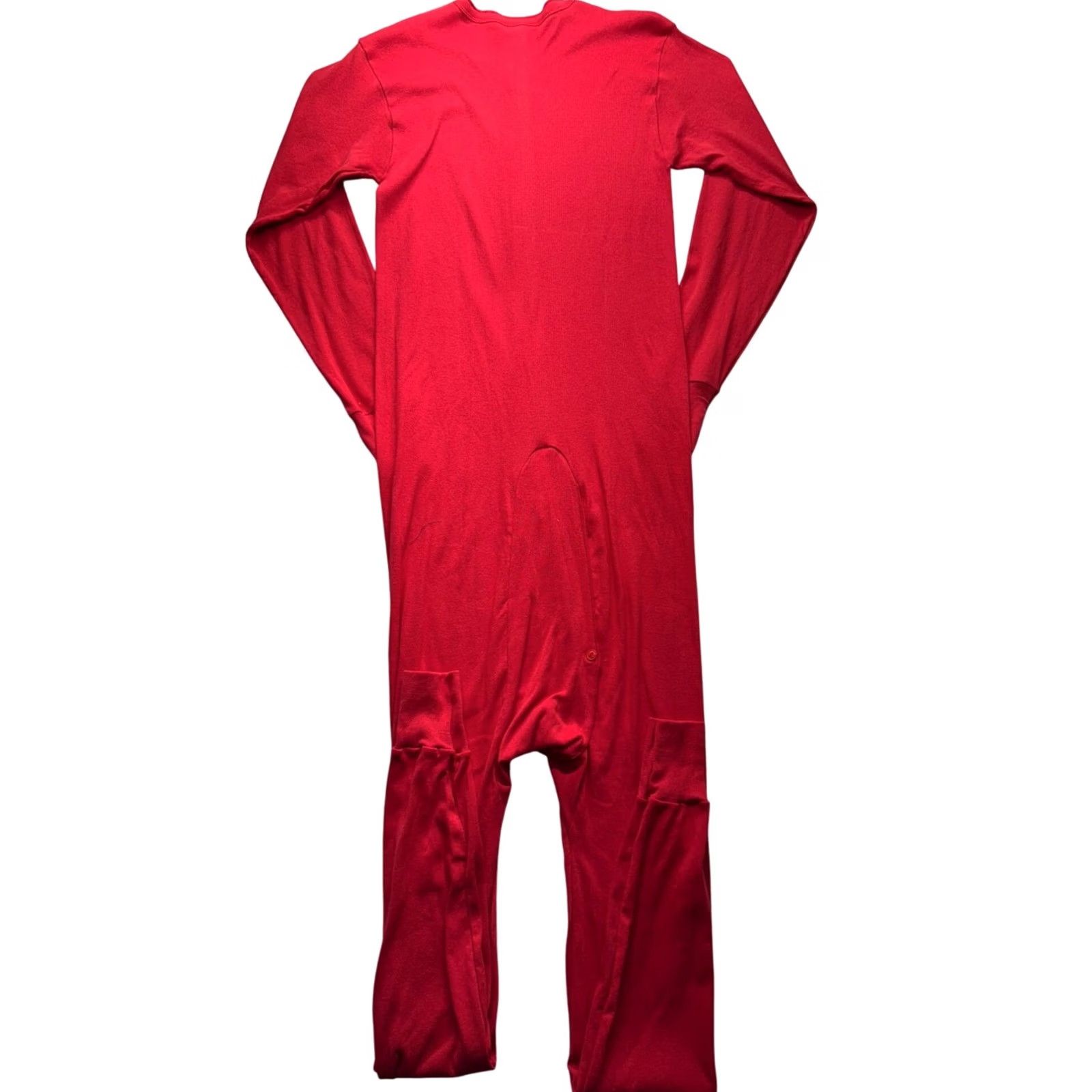Vintage Indera Red Union Suit XLT 100% Cotton Long Underwear Thermal One-Piece Mens XLT Red Cotton Thermal Long Johns Size 46R - 2 Thumbnail