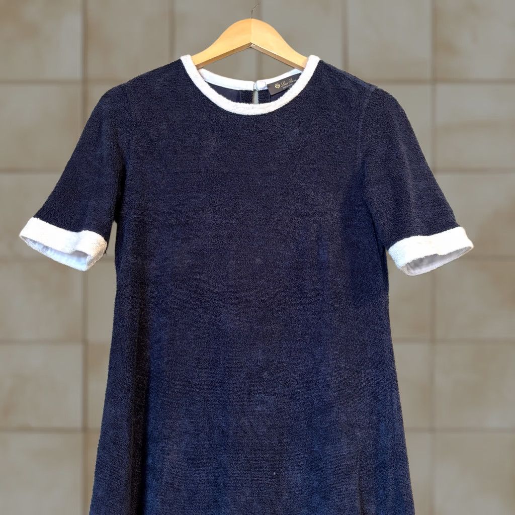 Loro Piana Loro Piana Lavagna Piped Linen Cotton Terry Dress Women's 46 Quiet Luxury Shirt Dress Midi Blue 46 Womens competição Size L / US 10 / IT 46 - 1 Thumbnail