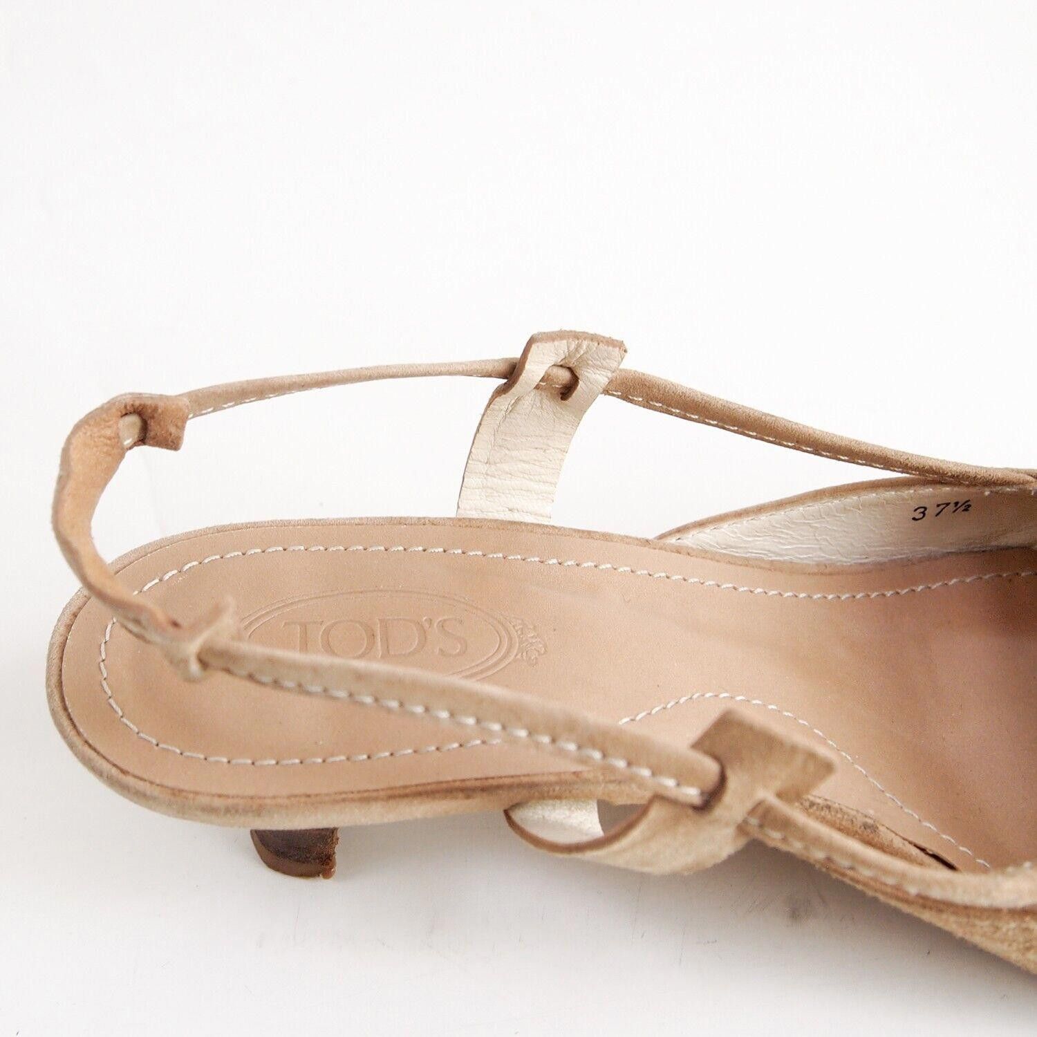 Tod's TODs Slingback Sandal Pointy Toe Mid Heel Tan US 7.5 EU 37.5 Size US 7.5 / IT 37.5 - 6 Thumbnail