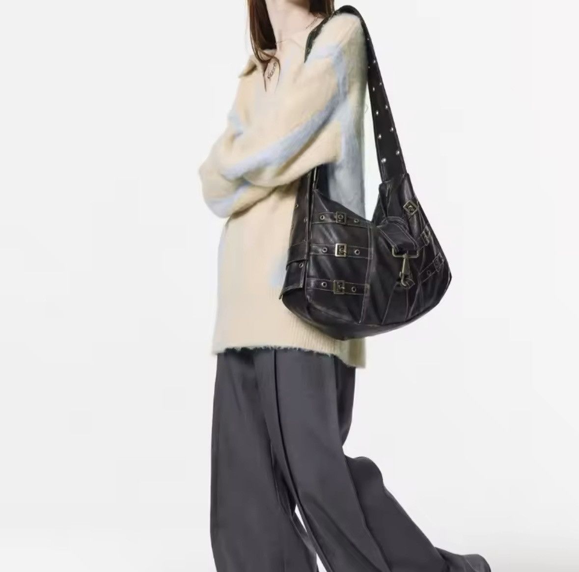 Japanese Brand Vintage Womens Shoulder Bag Large Capacity Punk Size ONE SIZE - 4 Thumbnail