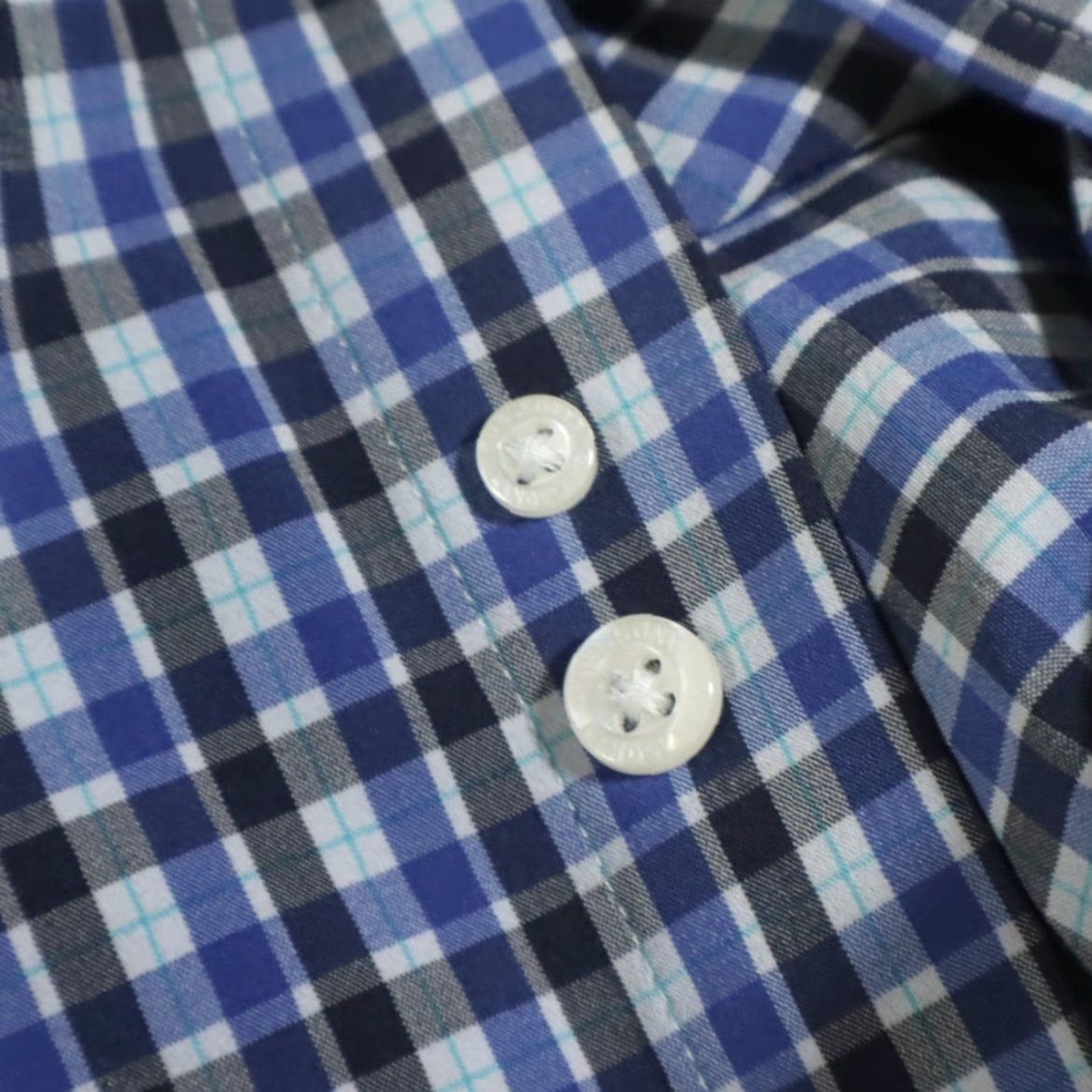 Lands' End Lands End Shirt Blue LT Men’s Gingham Button Down Performance Stretch Long Sleeve Adult LT Shirt Size US L / EU 52-54 / 3 - 7 Thumbnail