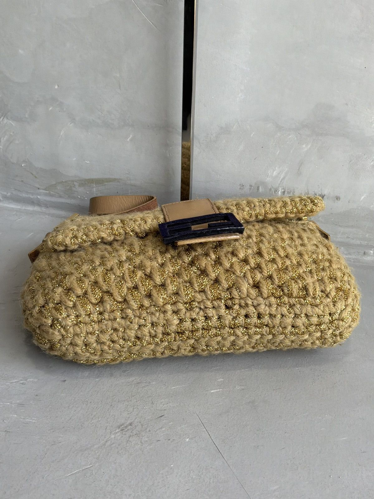 Fendi Fendi - Knit Woven Crochette Ponyhair Baguette Bag Size ONE SIZE - 13 Thumbnail