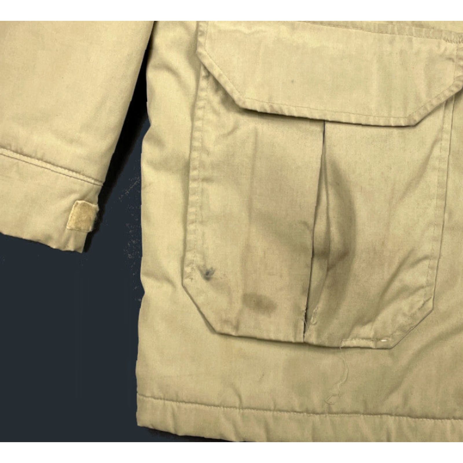 Vintage VTG Woolrich Men's L Beige Parka Field Jacket Lined Removable Hood USA Made Size US L / EU 52-54 / 3 - 4 Thumbnail