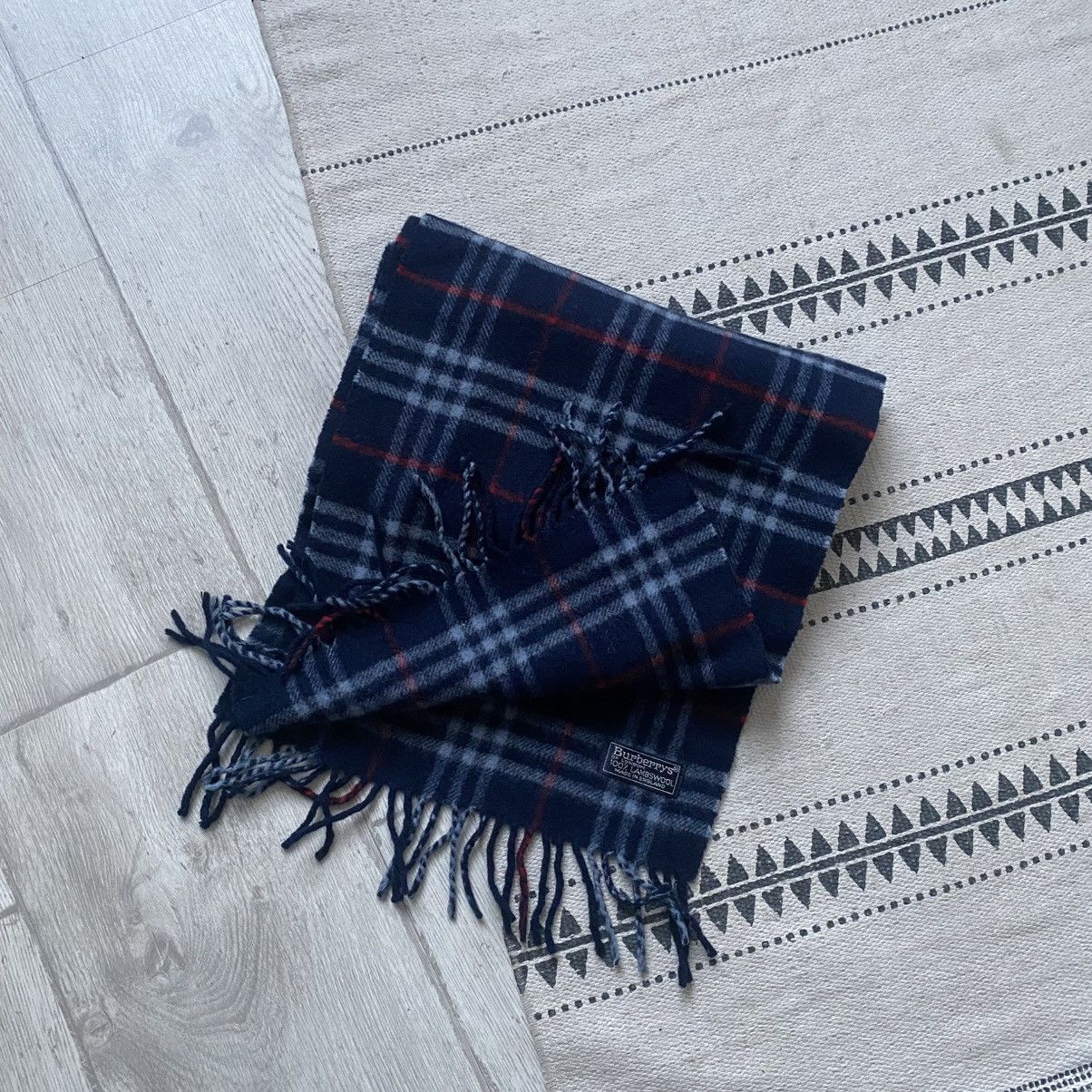 Burberry 🔥 Vintage 90s Burberry Scarf Wool / Muffler / Neckwear Size ONE SIZE - 1 Thumbnail