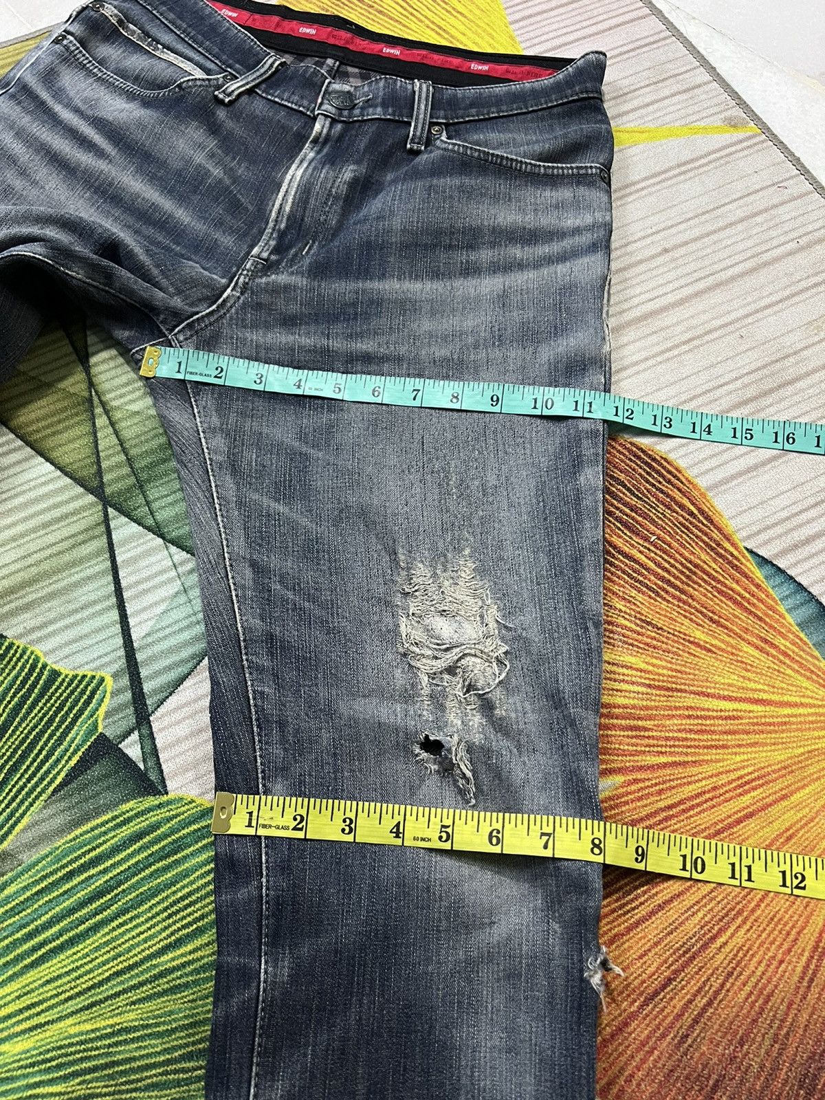 Edwin × Japanese Brand EDWIN WILD FIRE FADED BLACK DISTRESSED JEANS Size US 31 - 19 Thumbnail