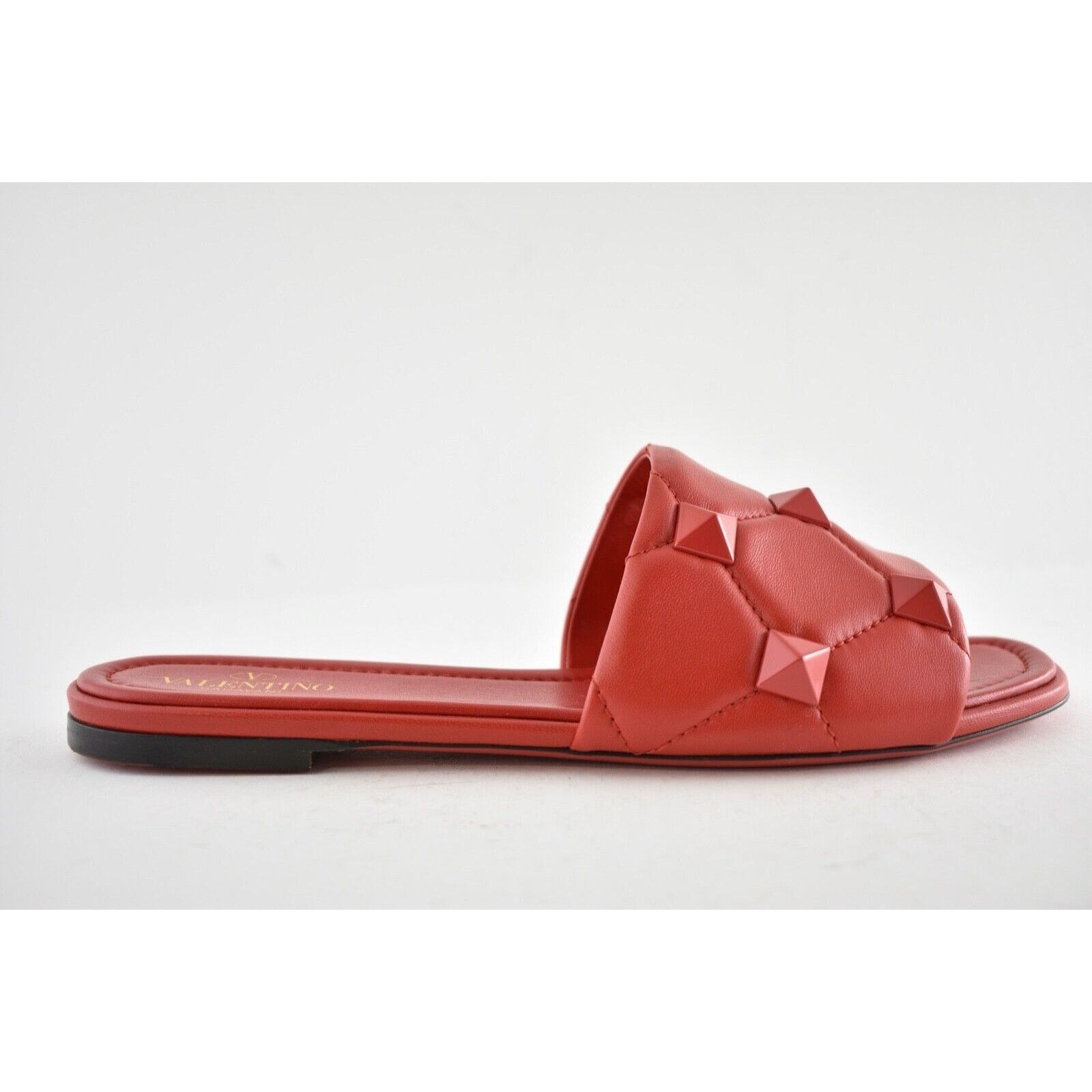 Valentino Valentino Rockstud Roman Stud Red Leather Slide Slip On Size US 7 / IT 37 - 2 Thumbnail