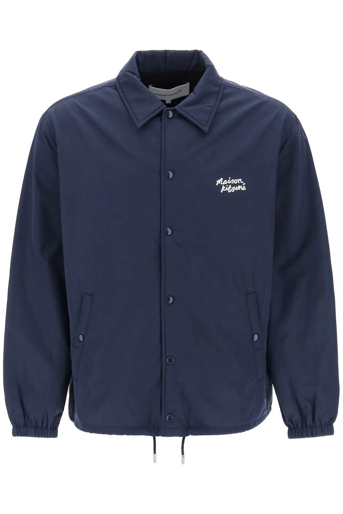 image of Maison Kitsune O1S22I1N0324 Logo Print Coach Jacket In Blue, Men's (Size Small)