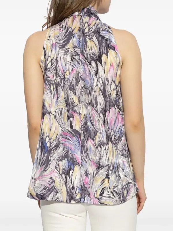 Balmain o1s1wg110825 Abstract Print Tie Neck Blouse in Grey/Multi Size XL / US 12-14 / IT 48-50 - 4 Thumbnail