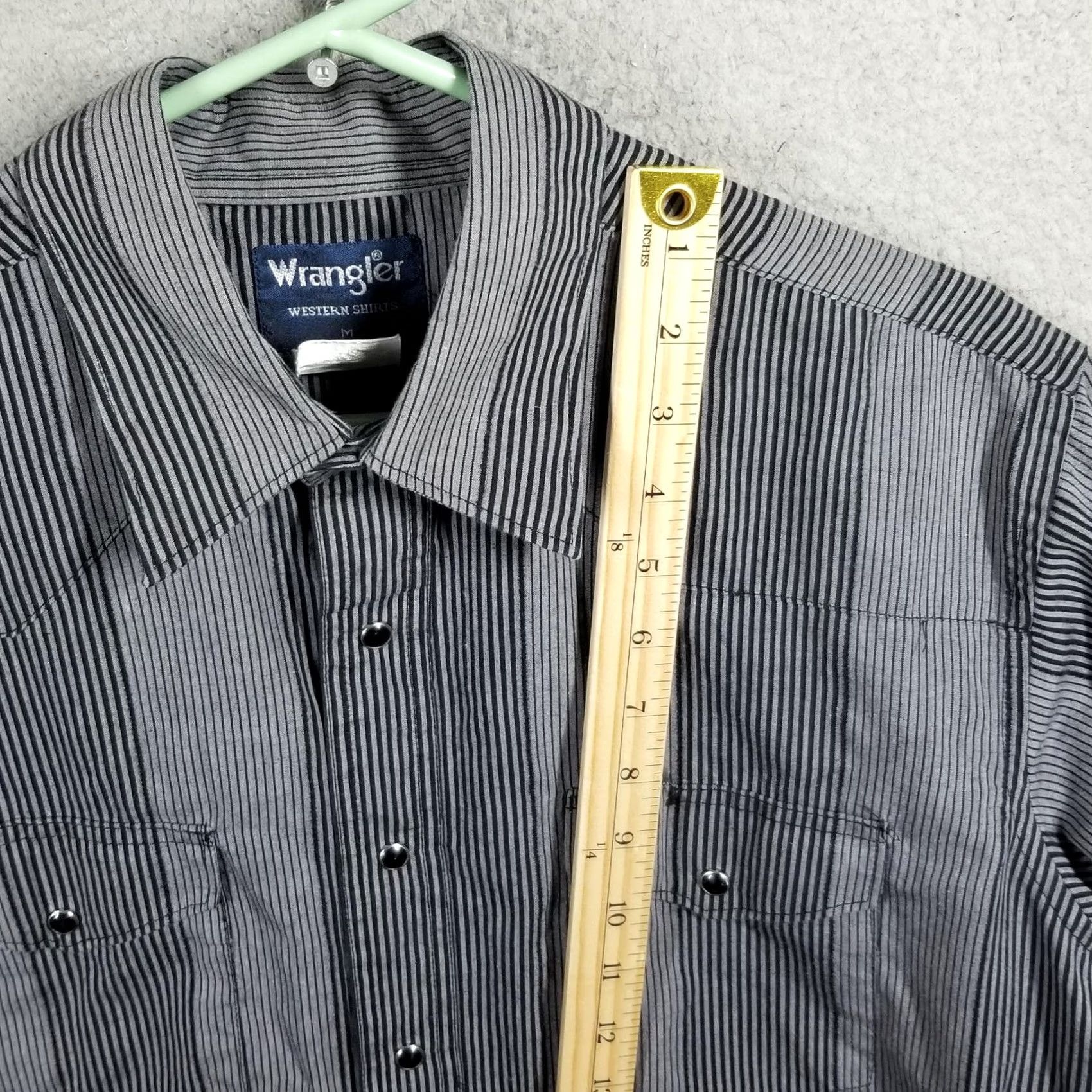 Wrangler Wrangler Shirt Mens Medium Gray Striped Western Pearl Snap Cowboy Long Sleeve Size US M / EU 48-50 / 2 - 4 Thumbnail