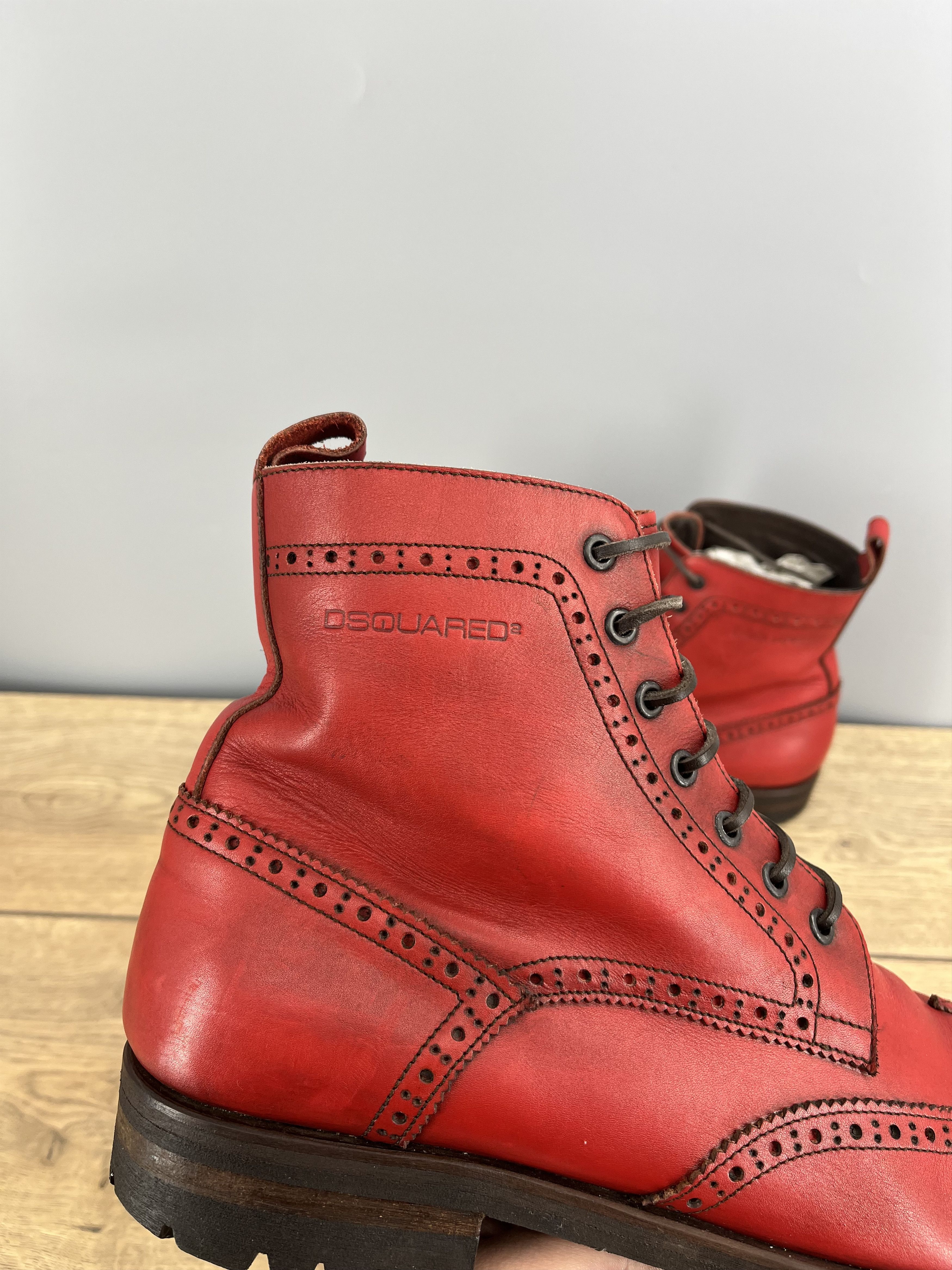 Dsquared2 Share Dsquared2 Red Leather Boots Brogue Made in Italy EU 46 Size US 13 / EU 46 - 3 Thumbnail