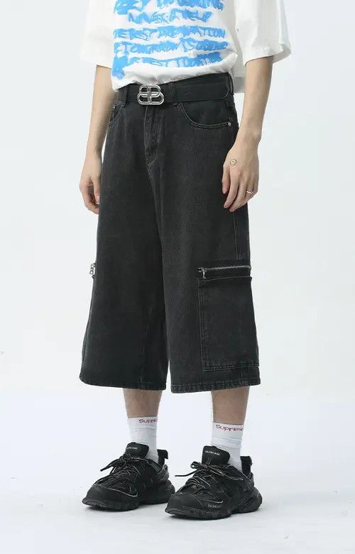 Other Black washed denim shorts with metal zipper Size US 32 / EU 48 - 2 Thumbnail