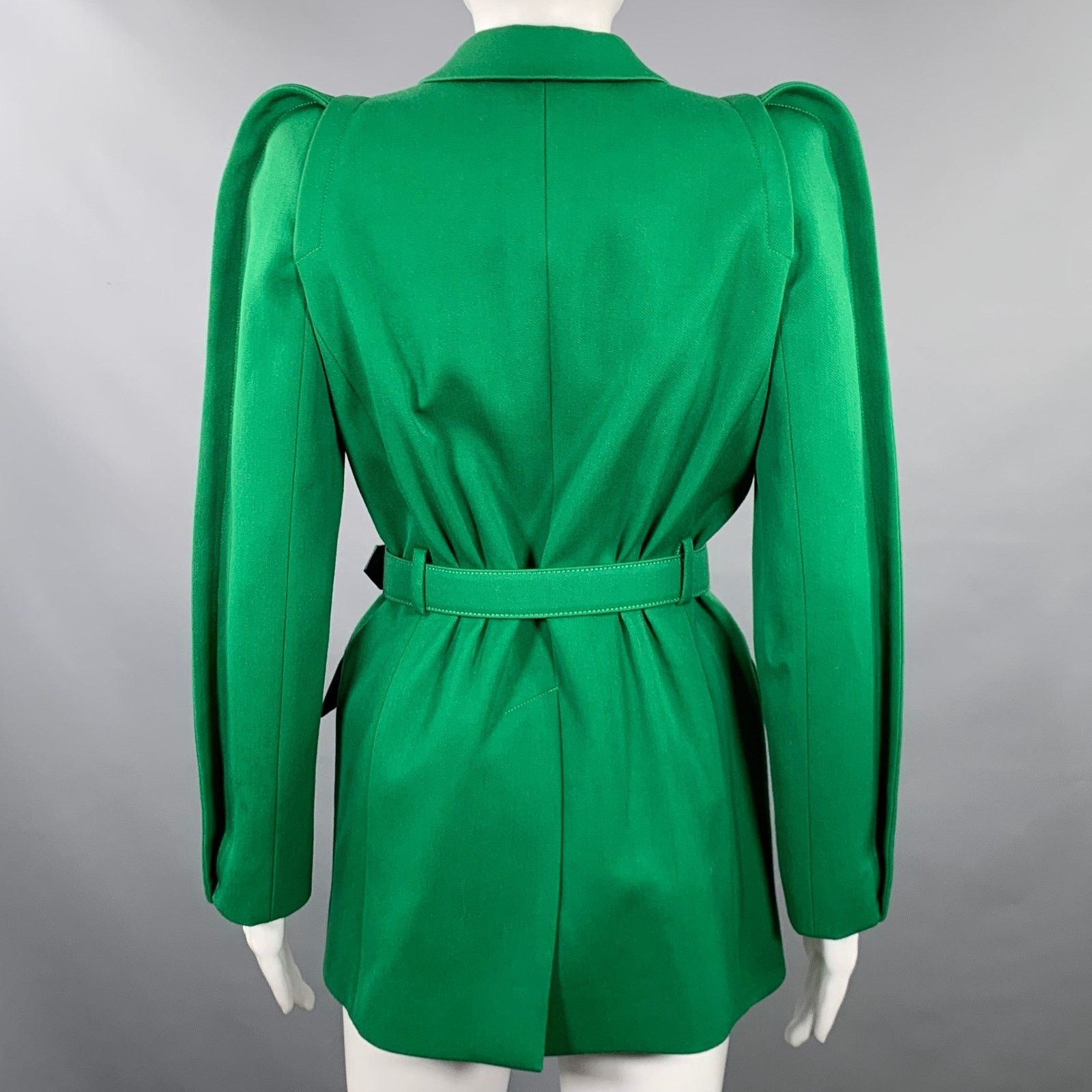 Givenchy GIVENCHY Green Polyester Wool Single Breasted Belted Jacket Size S / US 4 / IT 40 - 5 Thumbnail