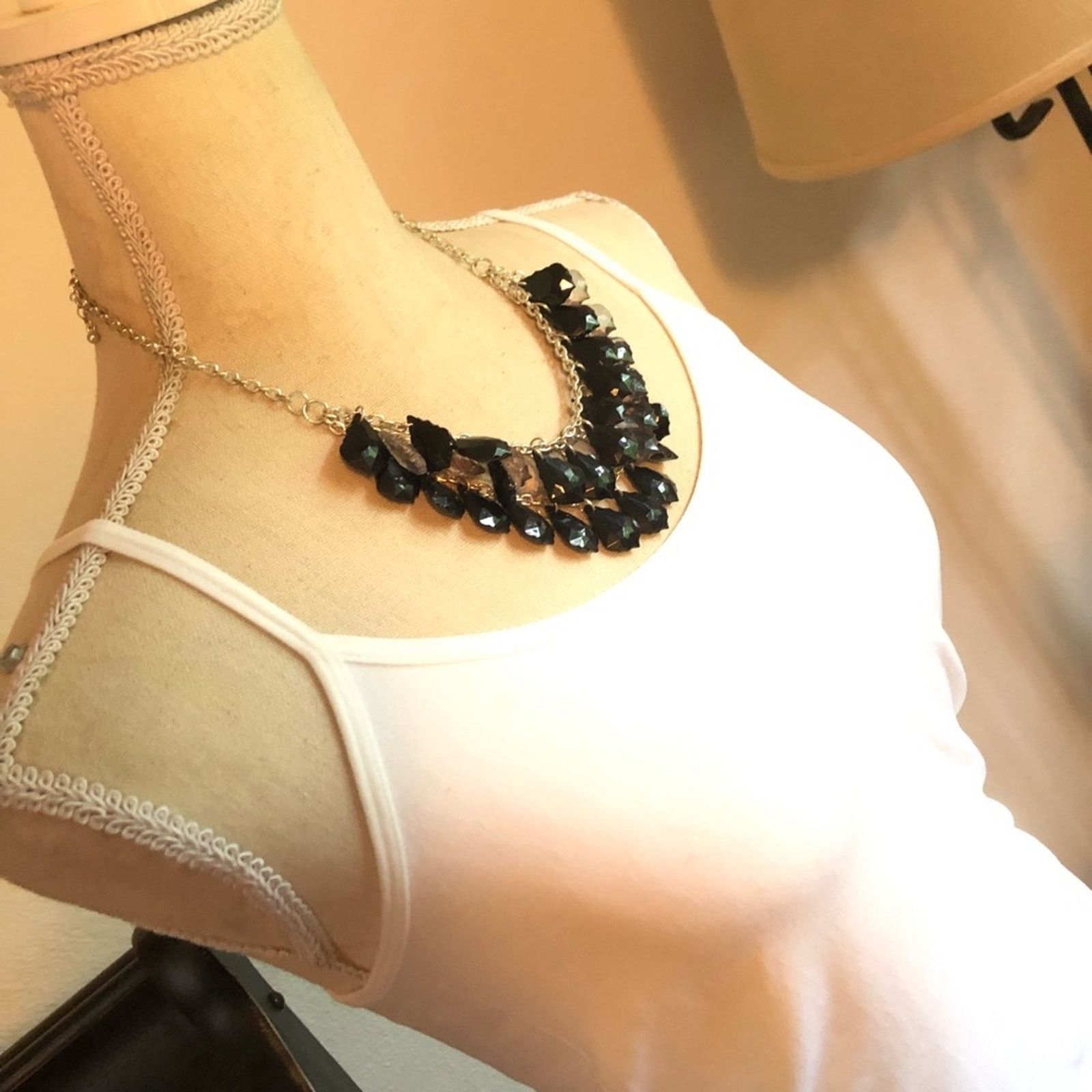 Jewelry Triple row faceted chandelier gem layered elegant necklace Size ONE SIZE - 2 Thumbnail