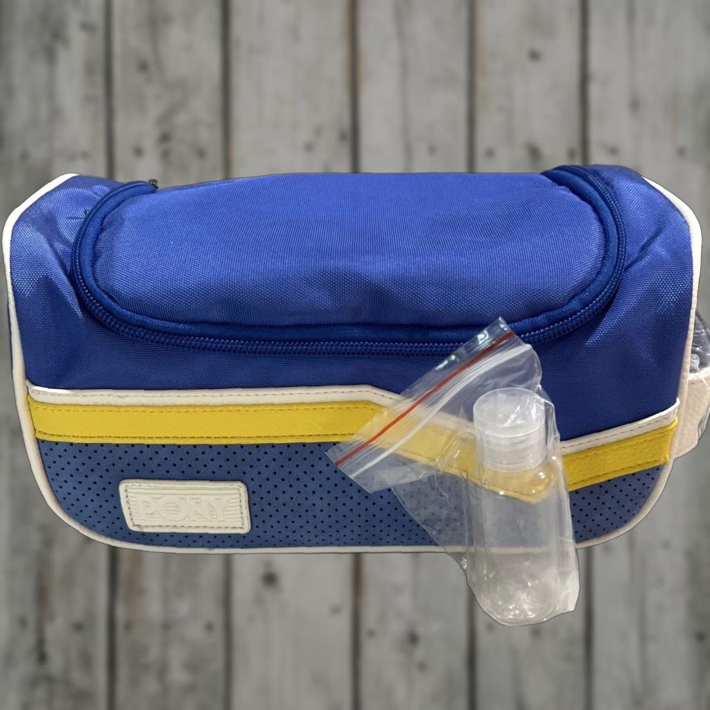 PONY Pony Travel Toiletry Bag Dopp Blue Zipper Inside Pockets MSRP 5 NWT Men Travel Polyester Clutch Bag 10”x5.5”x5” Size ONE SIZE - 1 Thumbnail