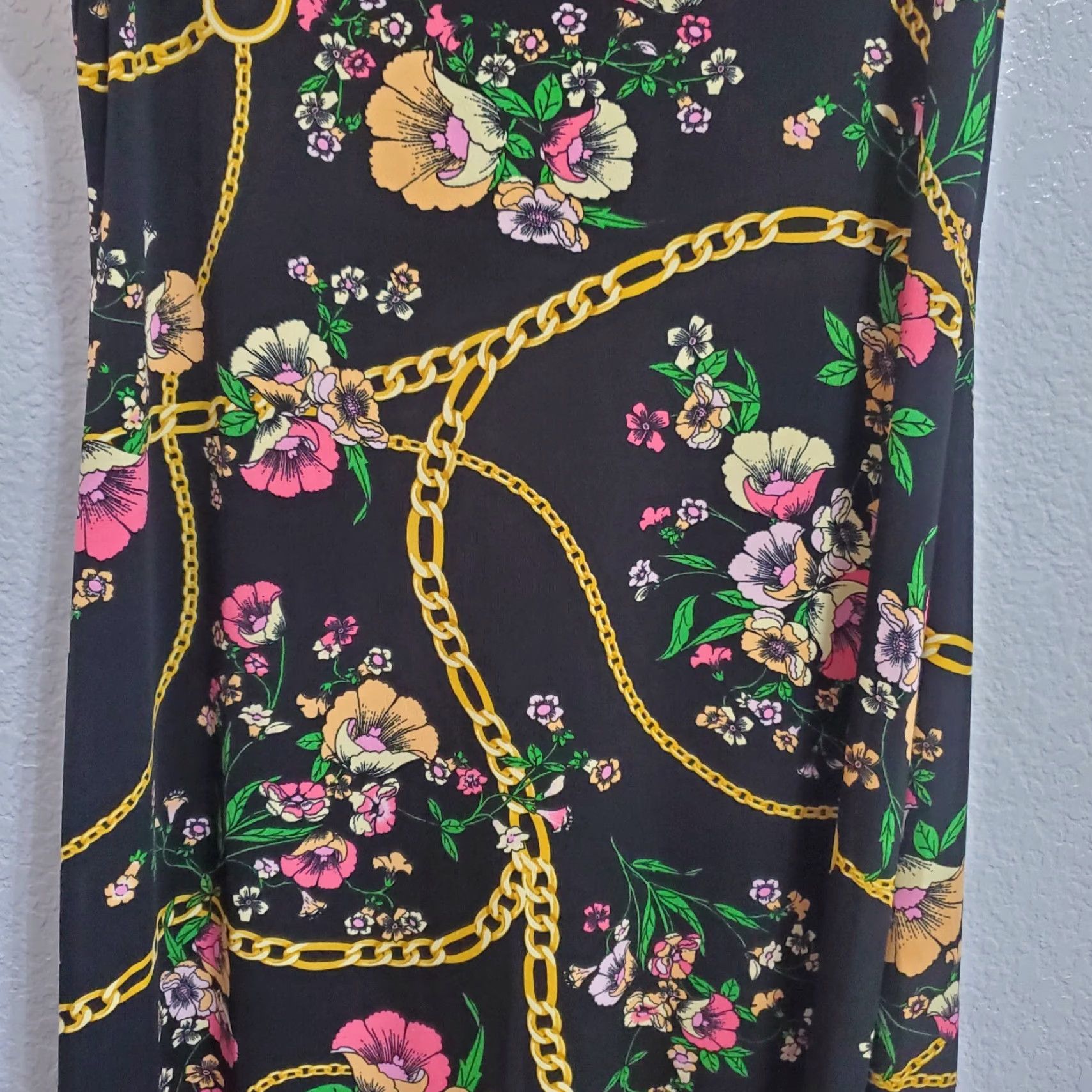 Vintage VINTAGE Thalia Sodi Maxi Dress Women L Black Sleeveless Floral Chain Print Stretch Size L / US 10 / IT 46 - 5 Thumbnail