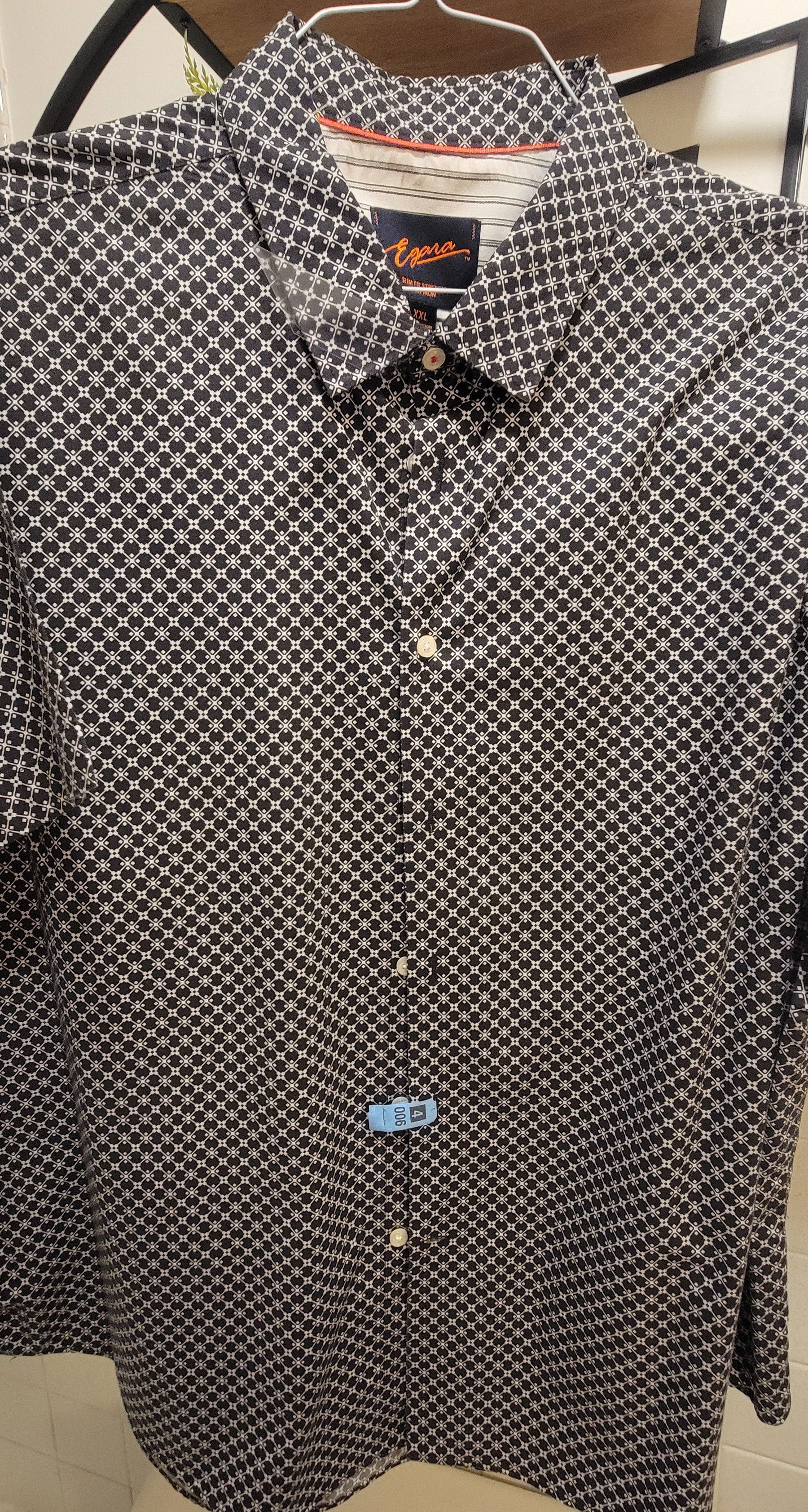 Egara Egara Black & White Geometric Lattice Shirt Size US XXL / EU 58 / 5 - 1 Preview