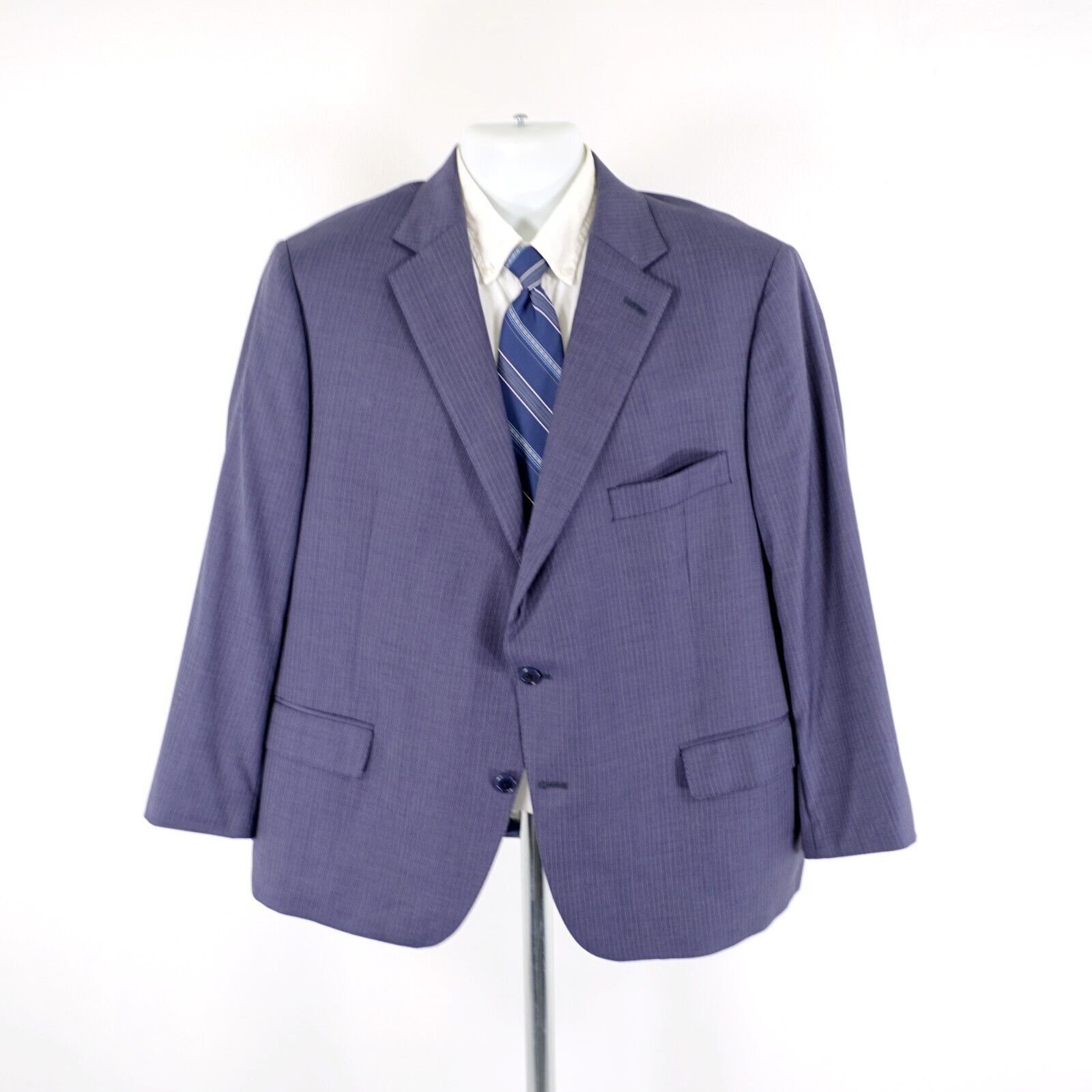 Hart Schaffner Marx Hart Schaffner Marx Light Blue Worsted Wool Striped Suit 46S Size 46S - 7 Thumbnail