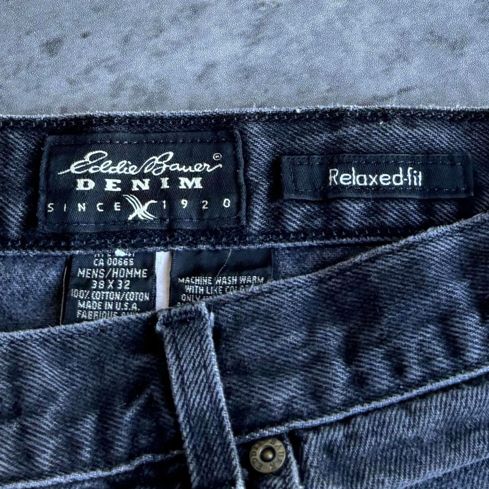 Eddie Bauer × Vintage Vintage Y2K Eddie Bauer Made In USA Faded Black Opium Jeans Size US 35 - 4 Thumbnail
