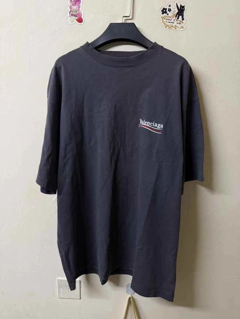 Balenciaga Balenciaga Smoke gray cola embroidered logo short sleeve Size US M / EU 48-50 / 2 - 1 Thumbnail