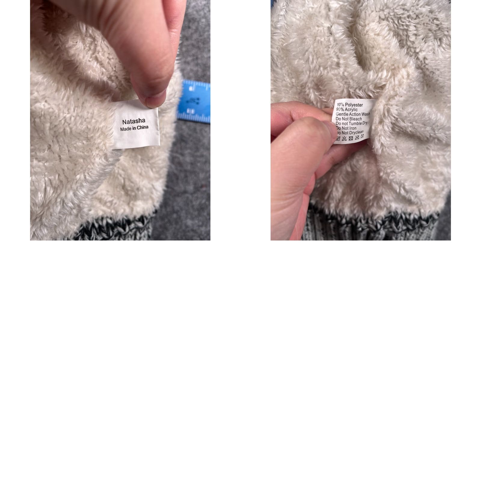 Vintage Star Beanie Toque Womens One Size White Black Knit Studded Acrylic Poly Pom Ski Size ONE SIZE - 8 Thumbnail